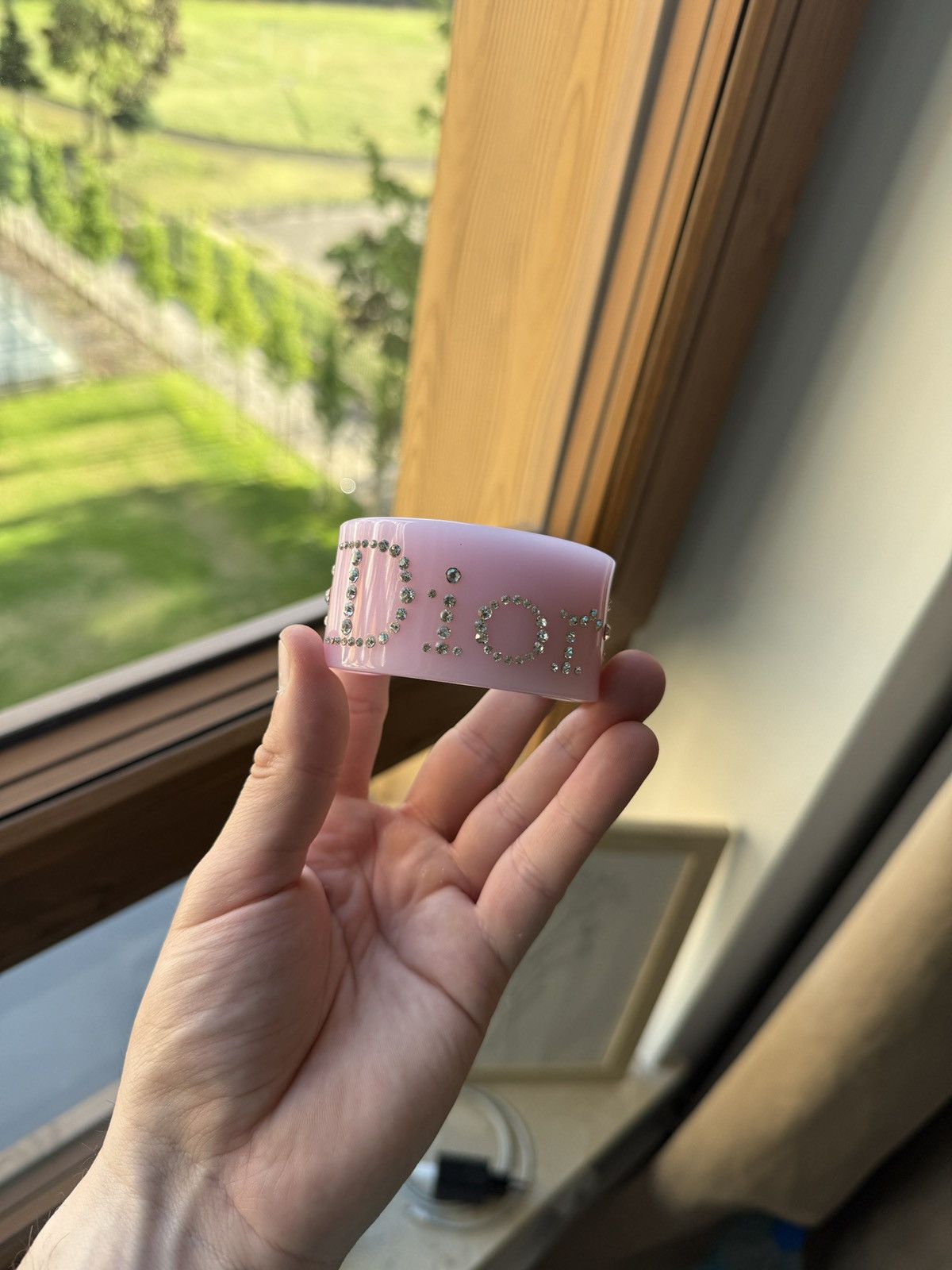 Christian Dior Monsieur Vintage Christian Dior Rhinestone Cuff Bracelet Pastel Pink Size ONE SIZE - 3 Thumbnail