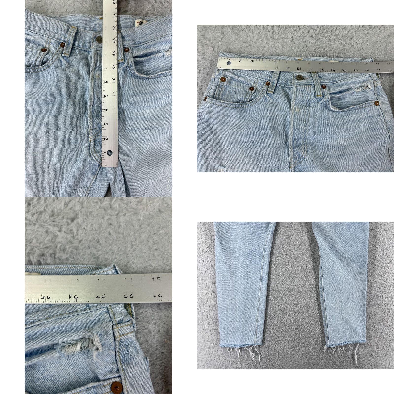 Levi's Levis Jeans Womens 501 Regular 26 White Denim Button 5-Pocket Distressed Stretch Vintage No Size 26" / US 2 / IT 38 - 10 Thumbnail