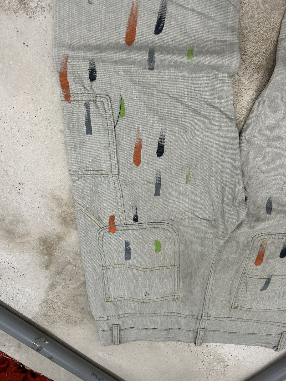 Le Grande Bleu (L.G.B.) Vintage Carpenter Dirty Light Splatter Paint Art Embroidery Size US 32 / EU 48 - 15 Thumbnail