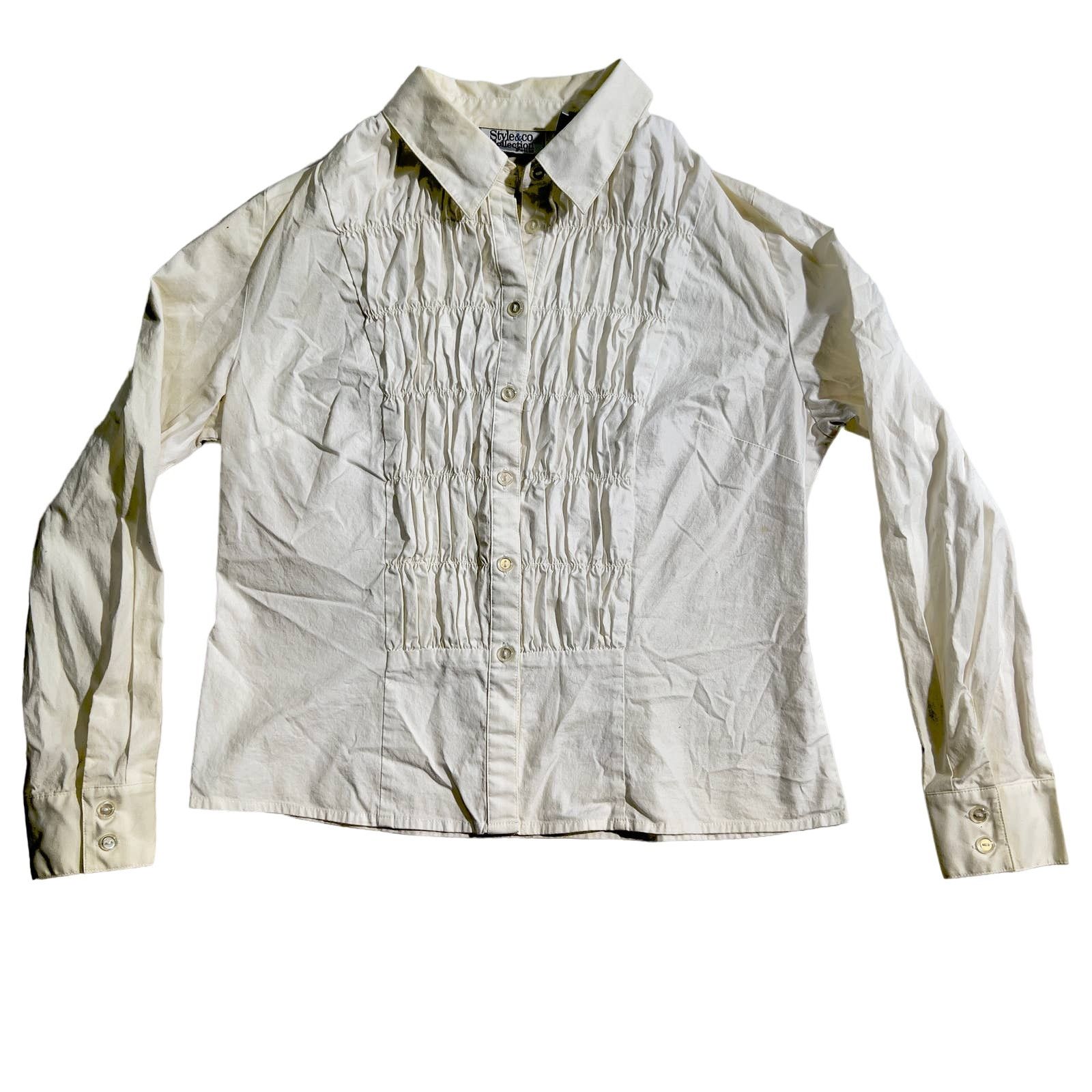 Other Button Shirt Ruched Style & Co Collection Woman 10P * PETITE Size L / US 10 / IT 46 - 1 Thumbnail