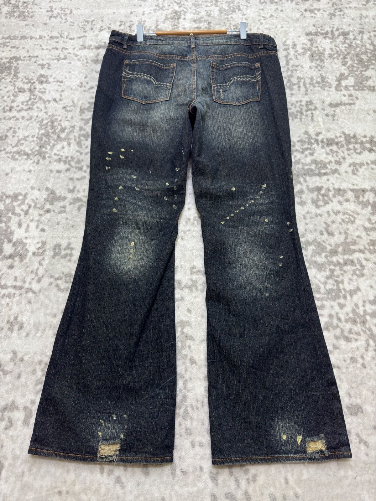 Tornado Mart Revolution Flared Denim Distressed Thrashed Paint Splatter Size US 37 - 2 Thumbnail
