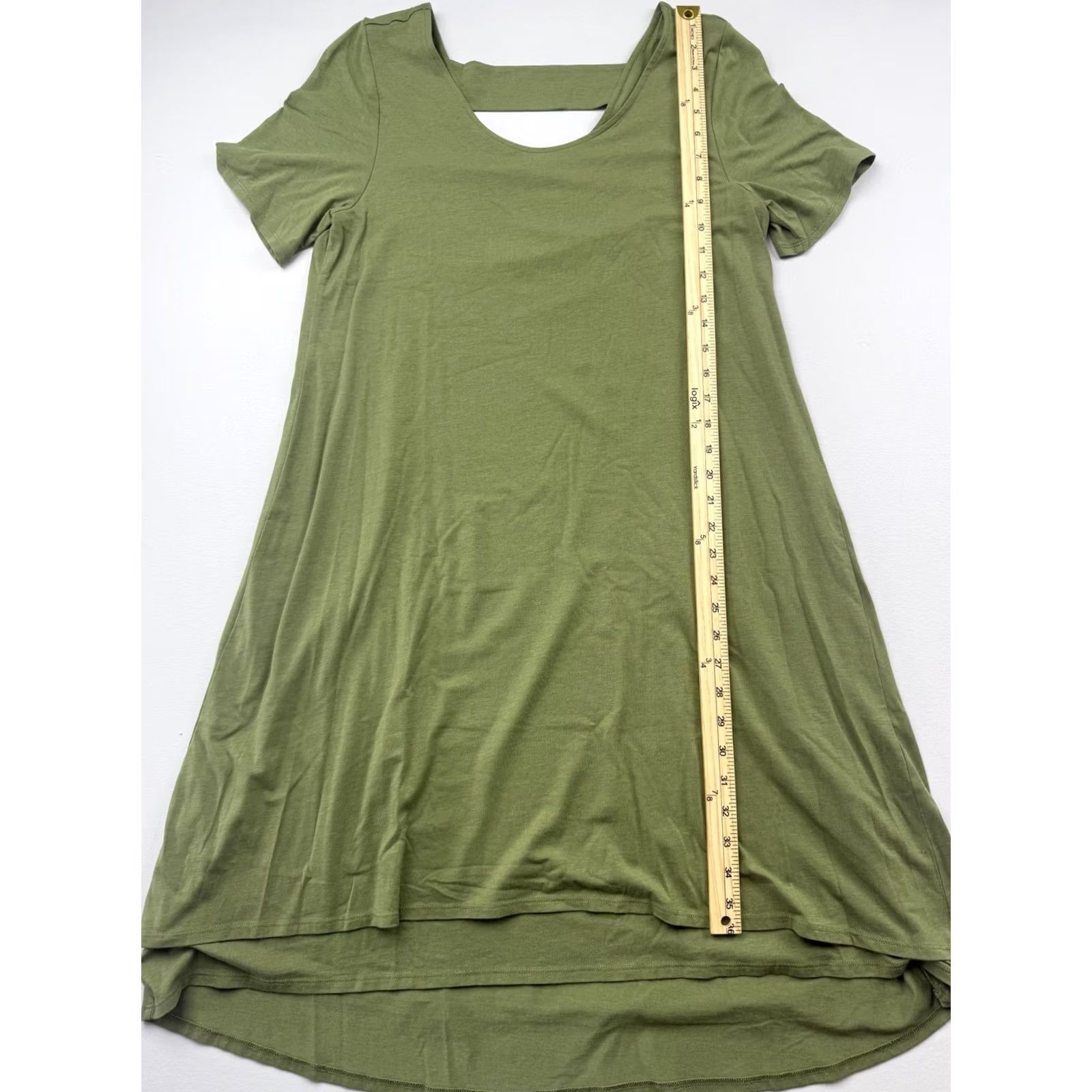 Soft Surroundings Soft Surroundings Dress Womens M Green Scoop Neck Short Sleeve Hi-Low Swing Casual Travel Size 32" / US 10 / IT 46 - 4 Thumbnail