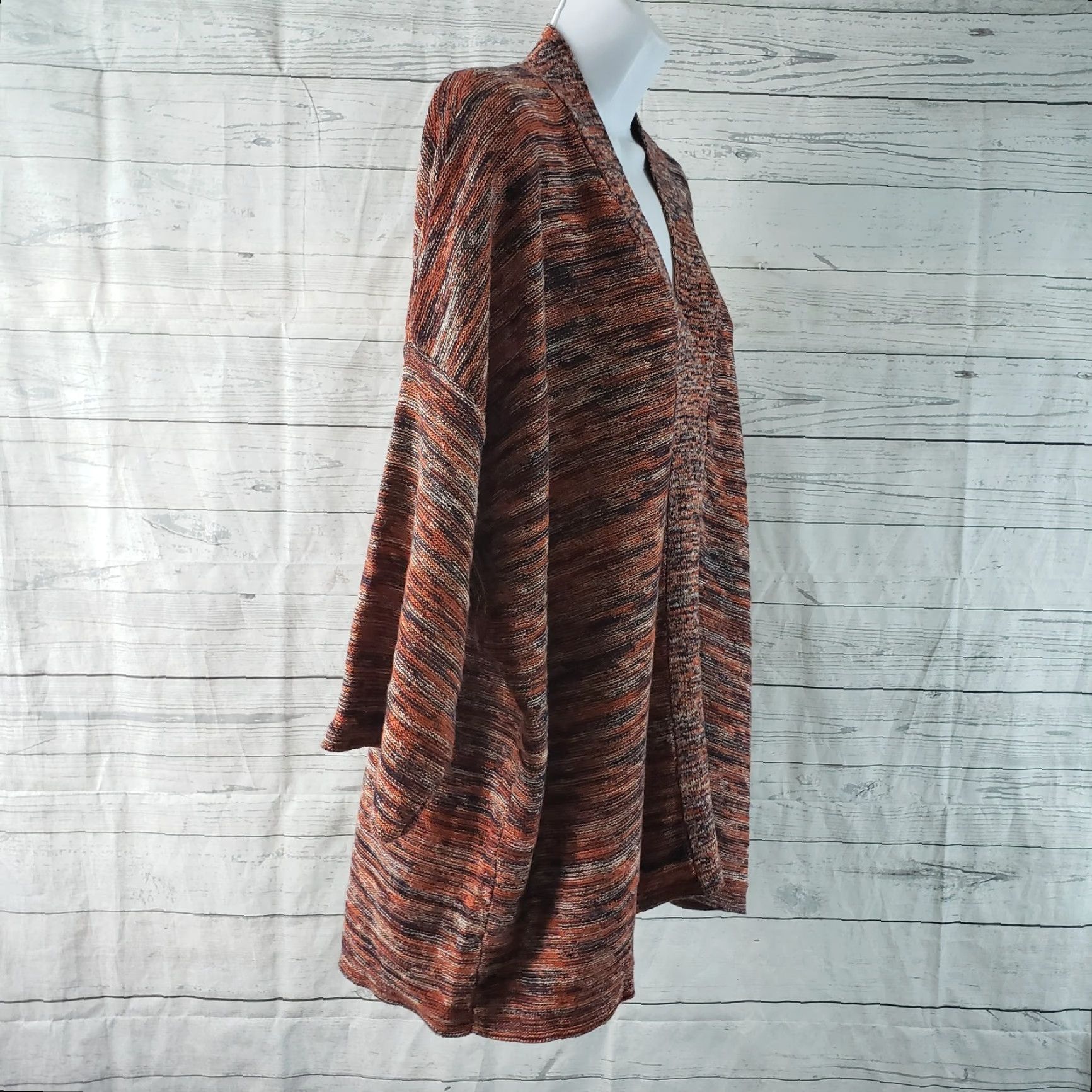 J. Jill PureJill Womens Pullover Sweater Sz M Orange V-Neck 3/4 Sleeve Cotton Blend Jumper Shirt Womens Size M / US 6-8 / IT 42-44 - 3 Thumbnail