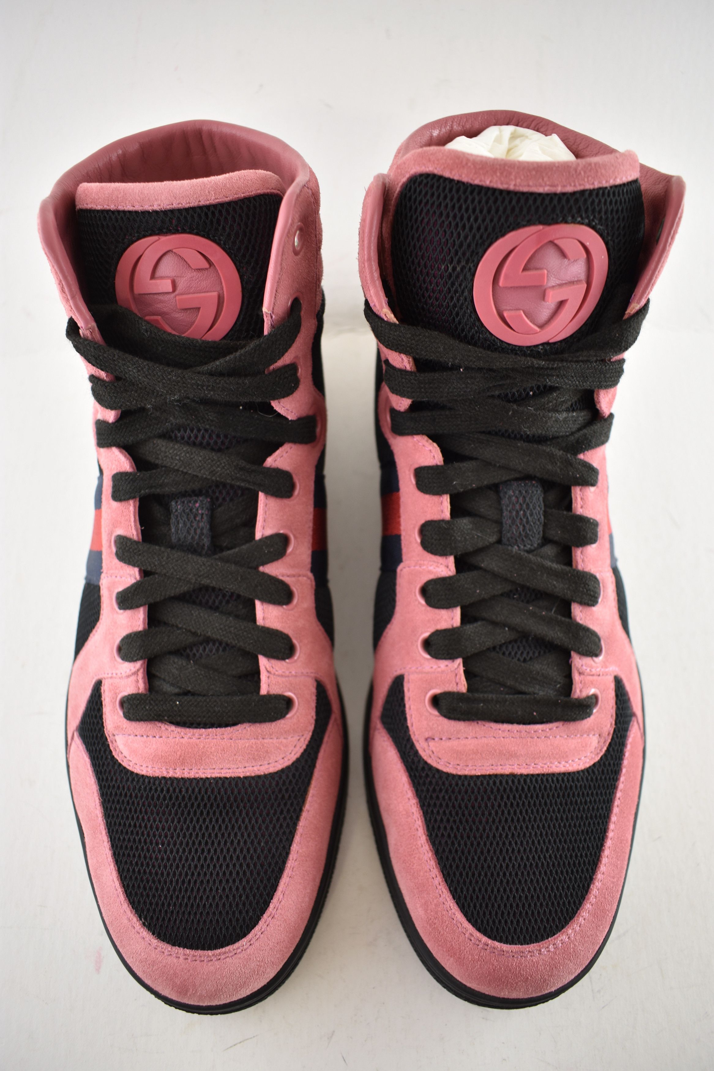 Gucci Gucci Pink Suede GG Logo Flat High Top Sneakers G 9 US 10 Size US 10 / EU 43 - 8 Thumbnail