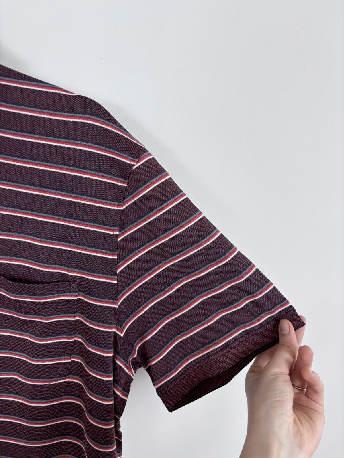 Paul Smith Paul Smith Men’s Burgundy Striped Short Sleeve Polo Shirt Size US XL / EU 56 / 4 - 7 Thumbnail