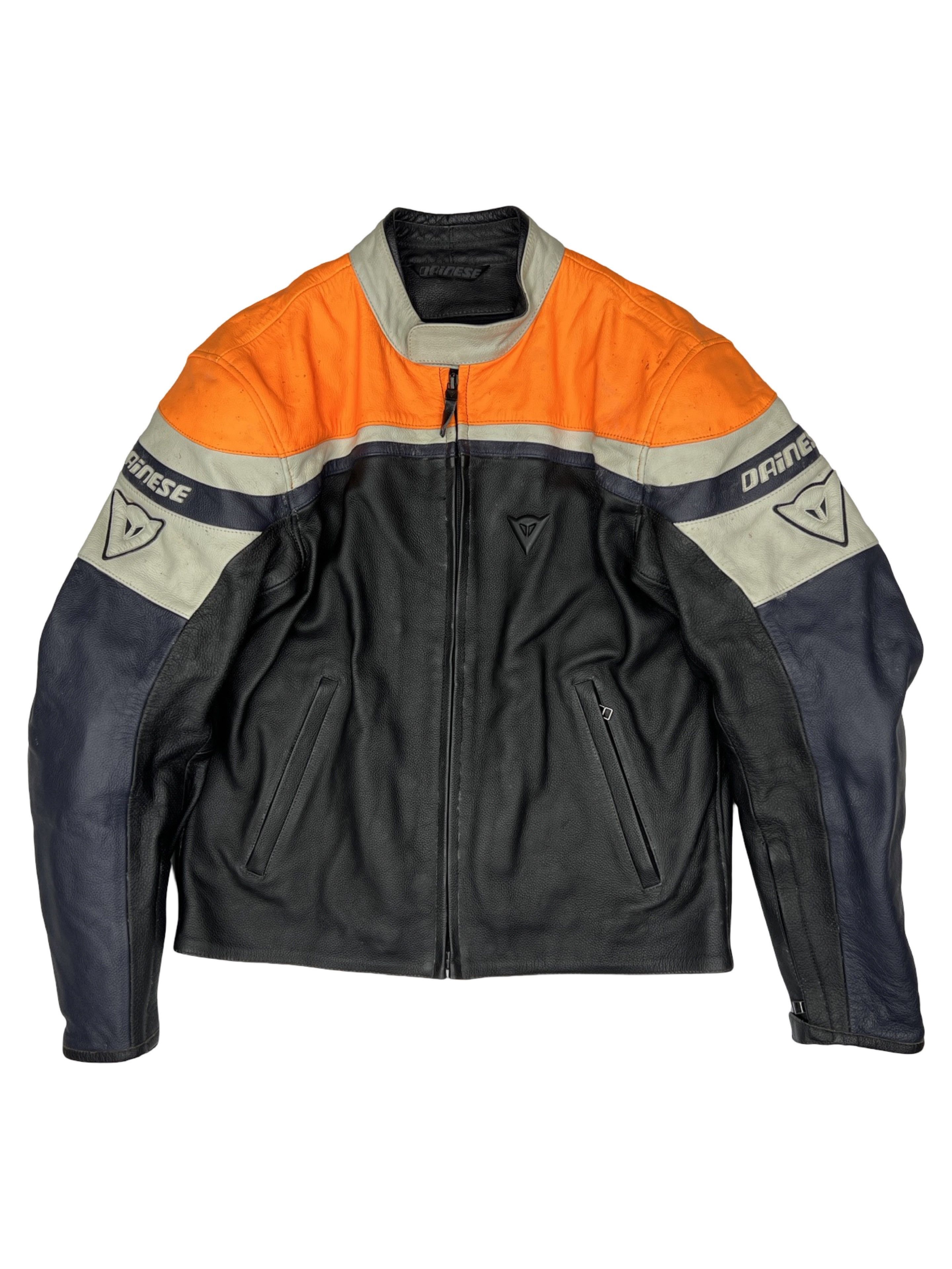 Vintage Dainese Padded Moto Biker Leather Jacket Racing