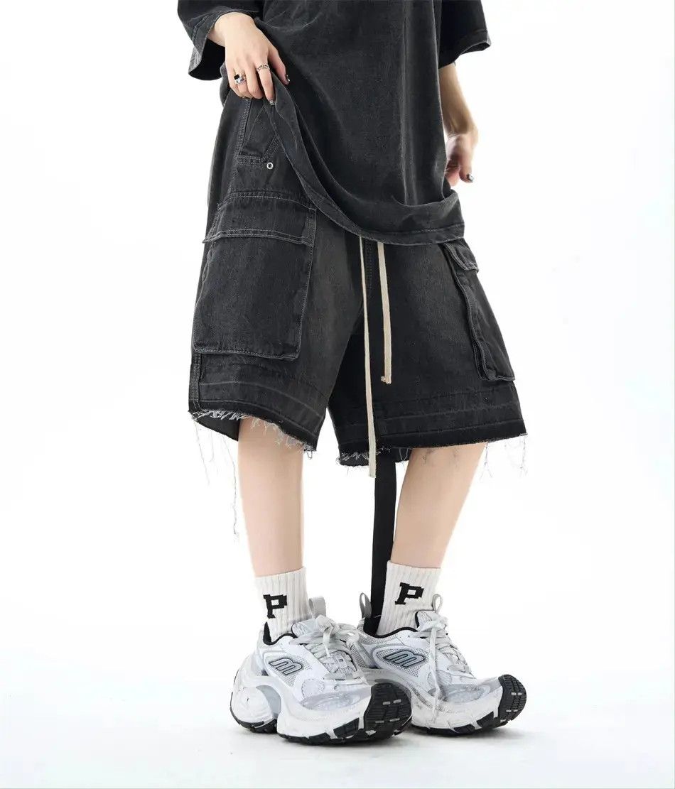 Japanese Brand × Jean Retro wide leg raw edge denim shorts Size US 32 / EU 48 - 2 Thumbnail