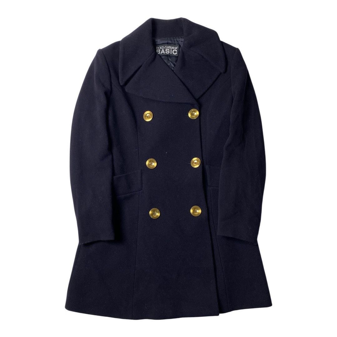Dolce & Gabbana VINTAGE DOLCE & GABBANA BASIC DOUBLE BREASTED BLACK PEACOAT Size XS / US 0-2 / IT 36-38 - 1 Thumbnail