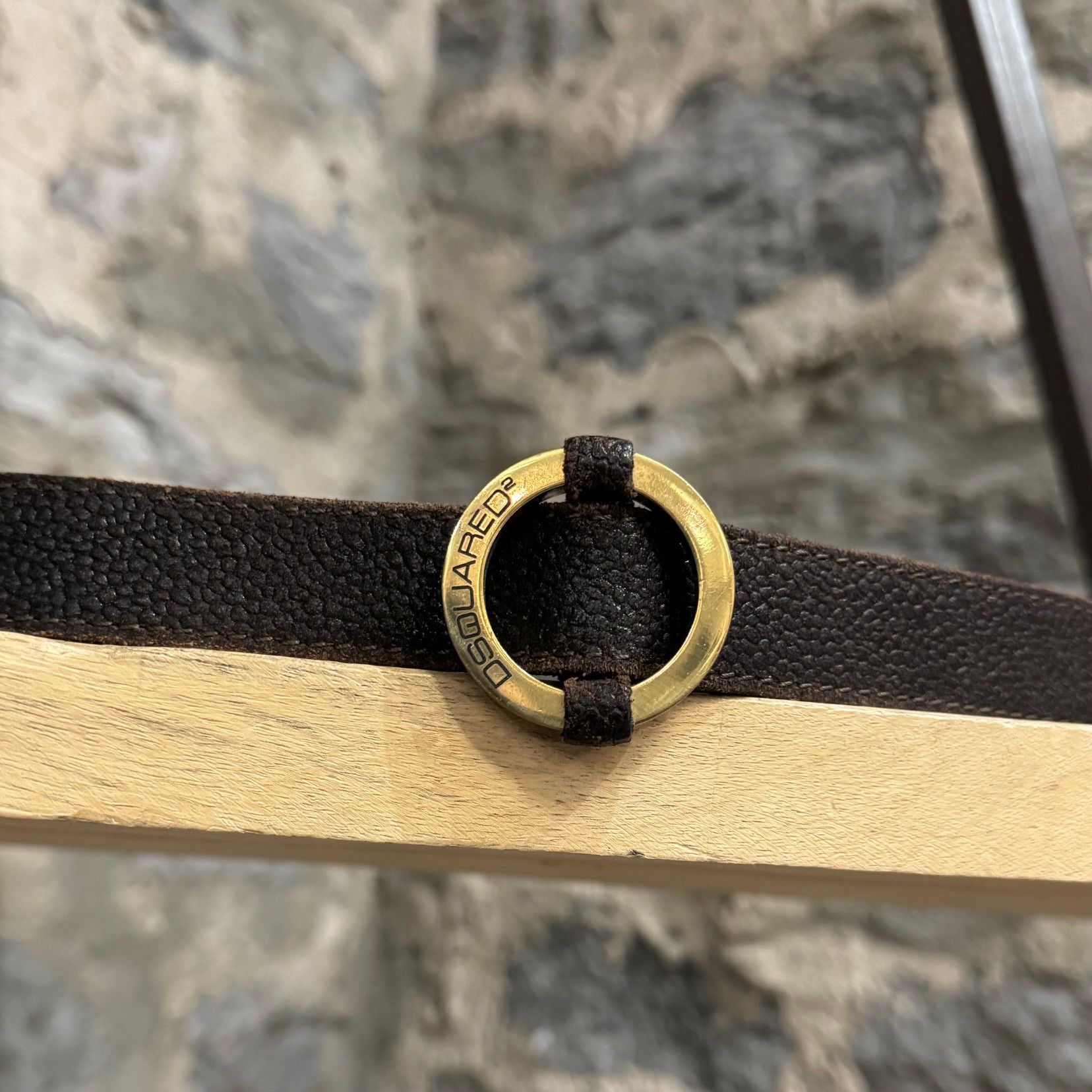 Dsquared2 Dsquared2 Gold Circle Logo Brown Leather Belt Size 36 - 3 Thumbnail