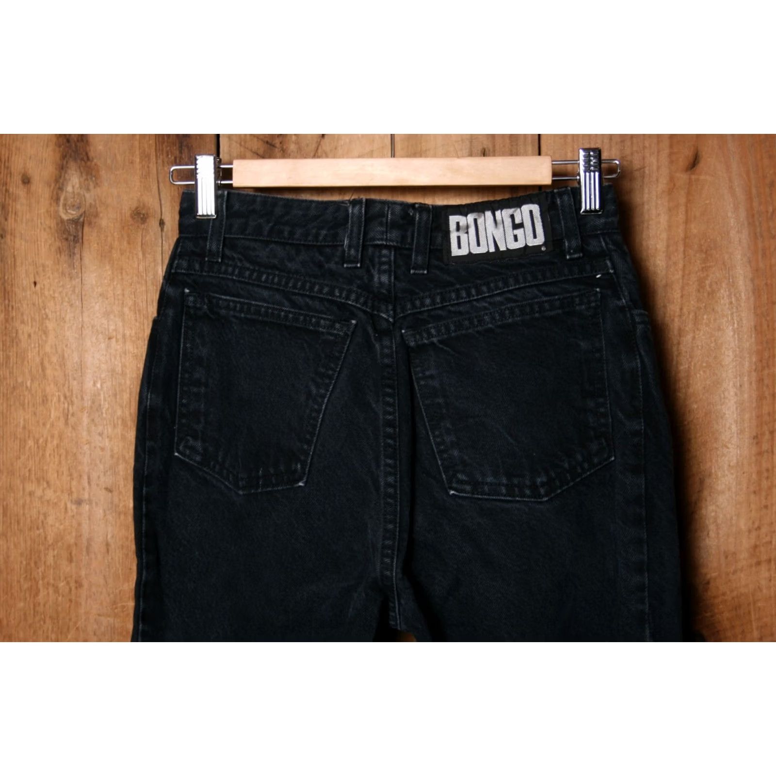 Vintage VINTAGE Bongo Jeans Women 25x29 Black Button Fly High Waisted Tapered 29 Inseam 100% Cotton Denim Boys? Size 42" / US 20 - 5 Thumbnail