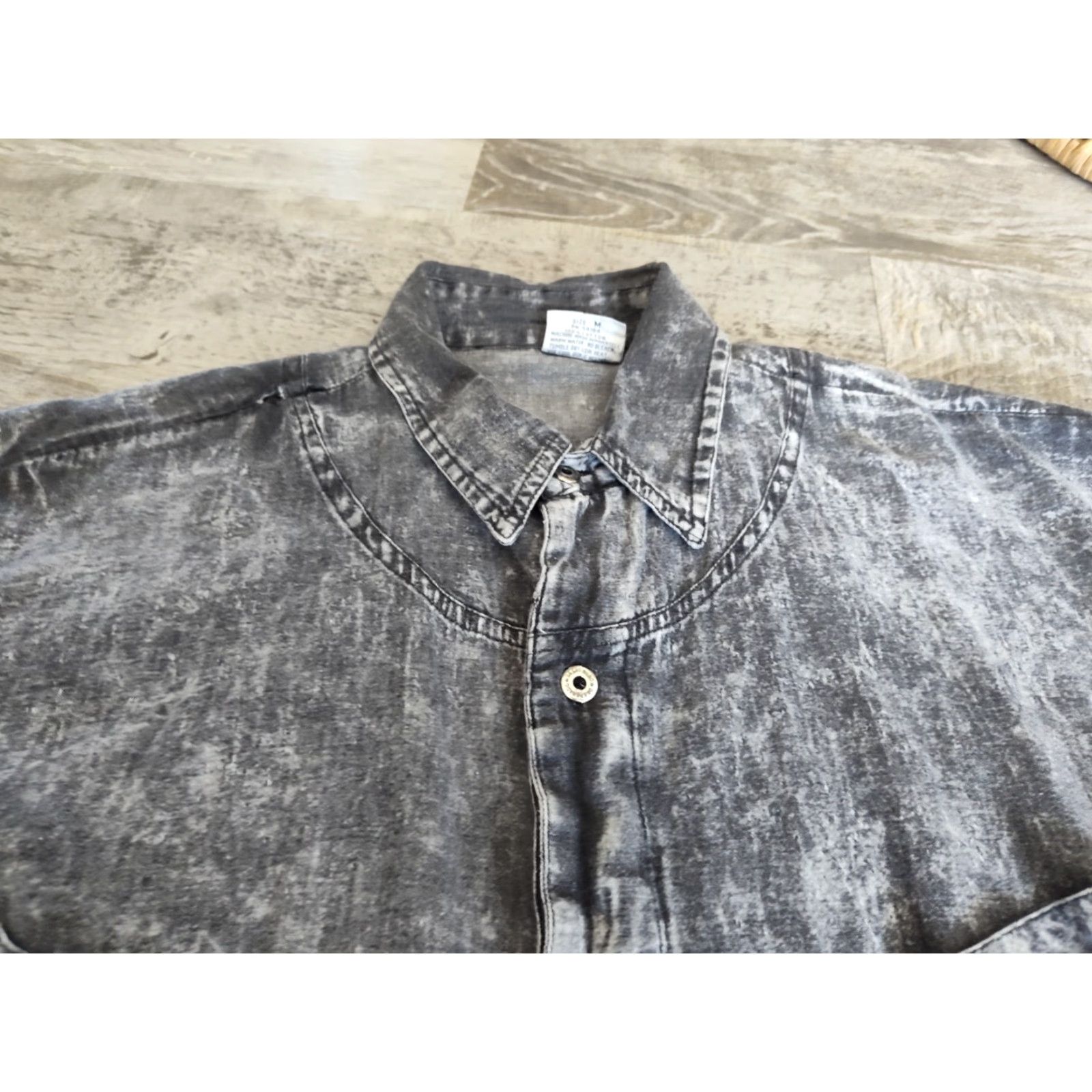 Vintage VINTAGE Desperado Western Button-Up Shirt Black Acid Wash Men’s Medium 100% Cotton Long Sleeve Casual Workwear Size US M / EU 48-50 / 2 - 7 Thumbnail