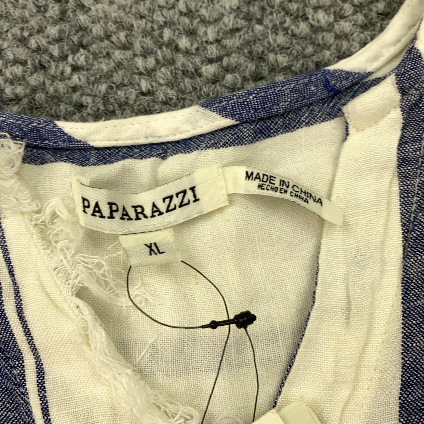 Vintage Paparazzi Jacket Cover-Up Womens XL White Linen-Blend Wide Stripe Tie NWT Size XL / US 12-14 / IT 48-50 - 5 Thumbnail