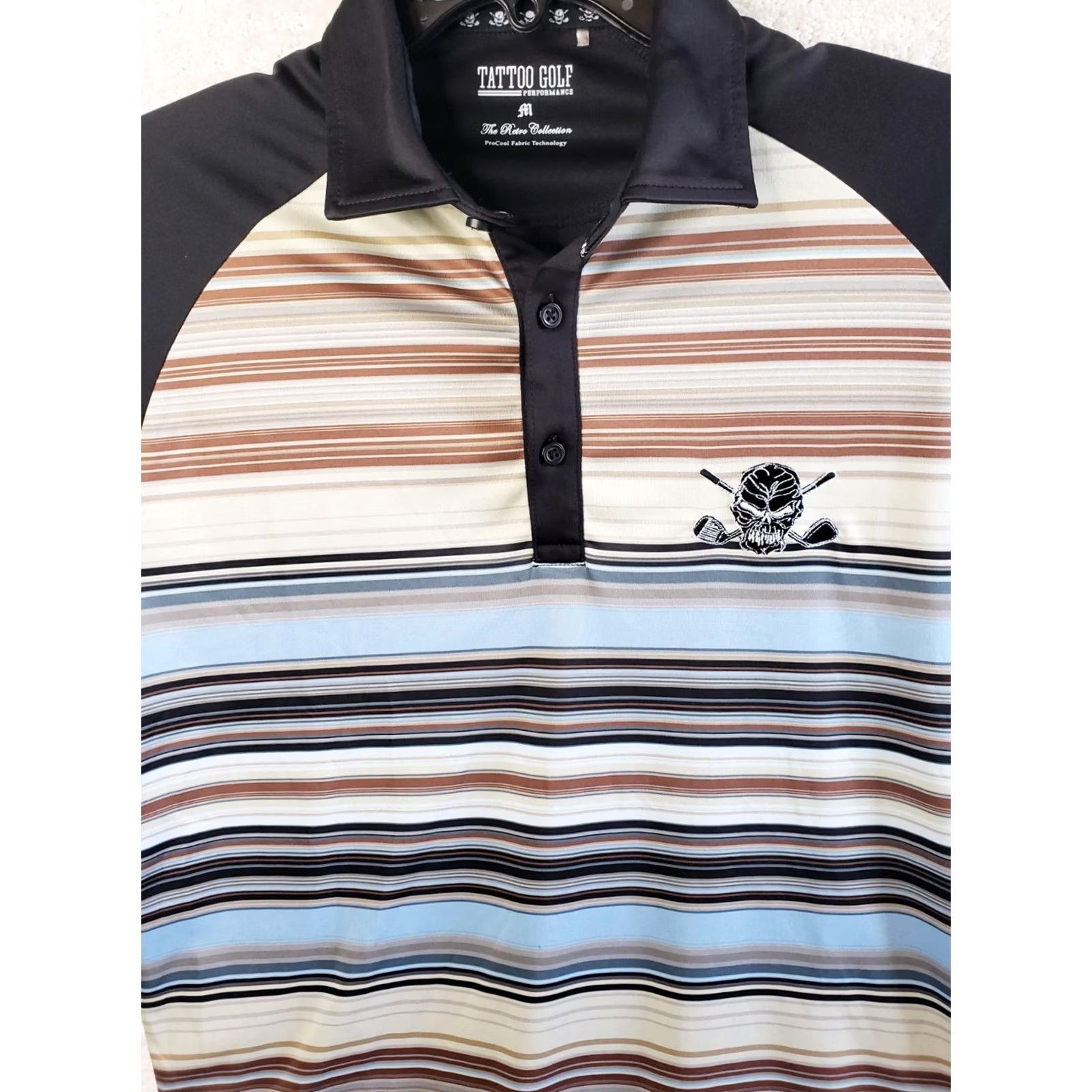 Bones Tatoo Golf Polo Shirt Mens L Multicolor Striped Short Sleeve Skull Golf Clubs Logo Athletic Classic Retro Collection Size US L / EU 52-54 / 3 - 3 Thumbnail