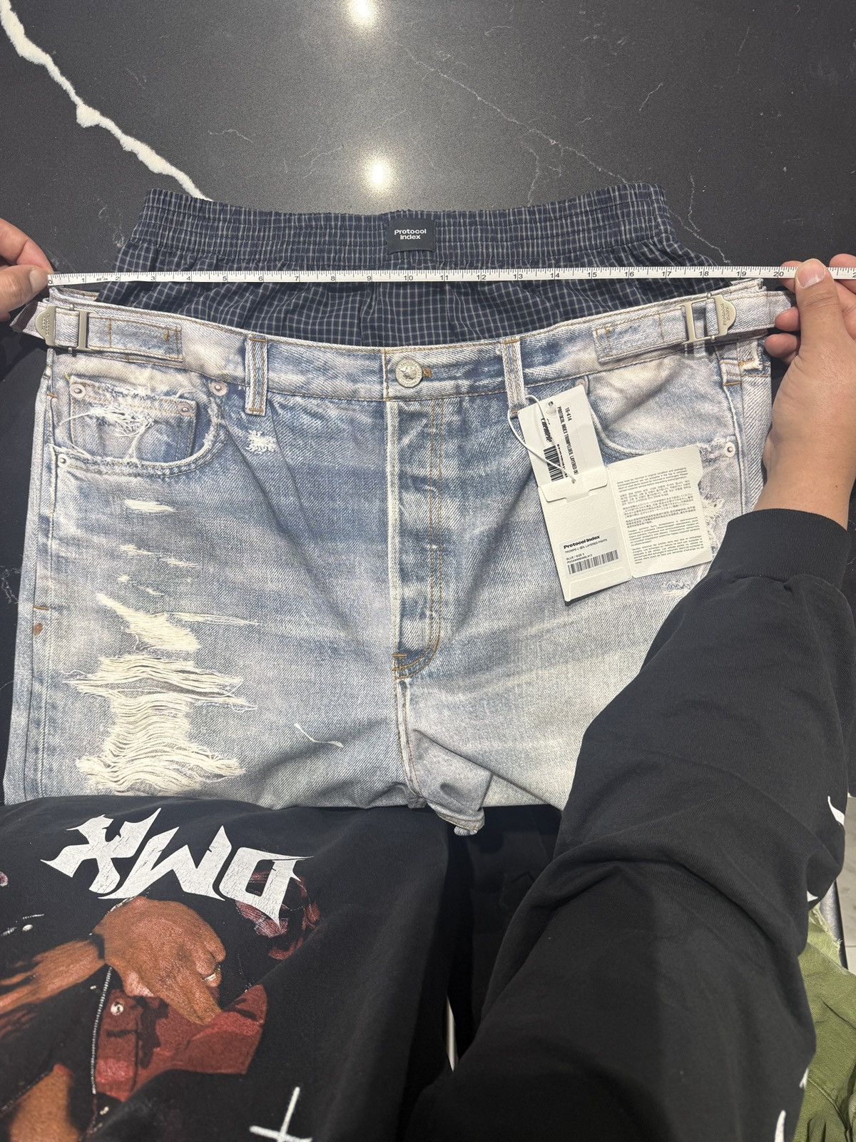 PROJECT G/R Protocol Index Trompe-Loeil Layered Jeans Pants Blue Size 3 Size US 36 / EU 52 - 9 Thumbnail