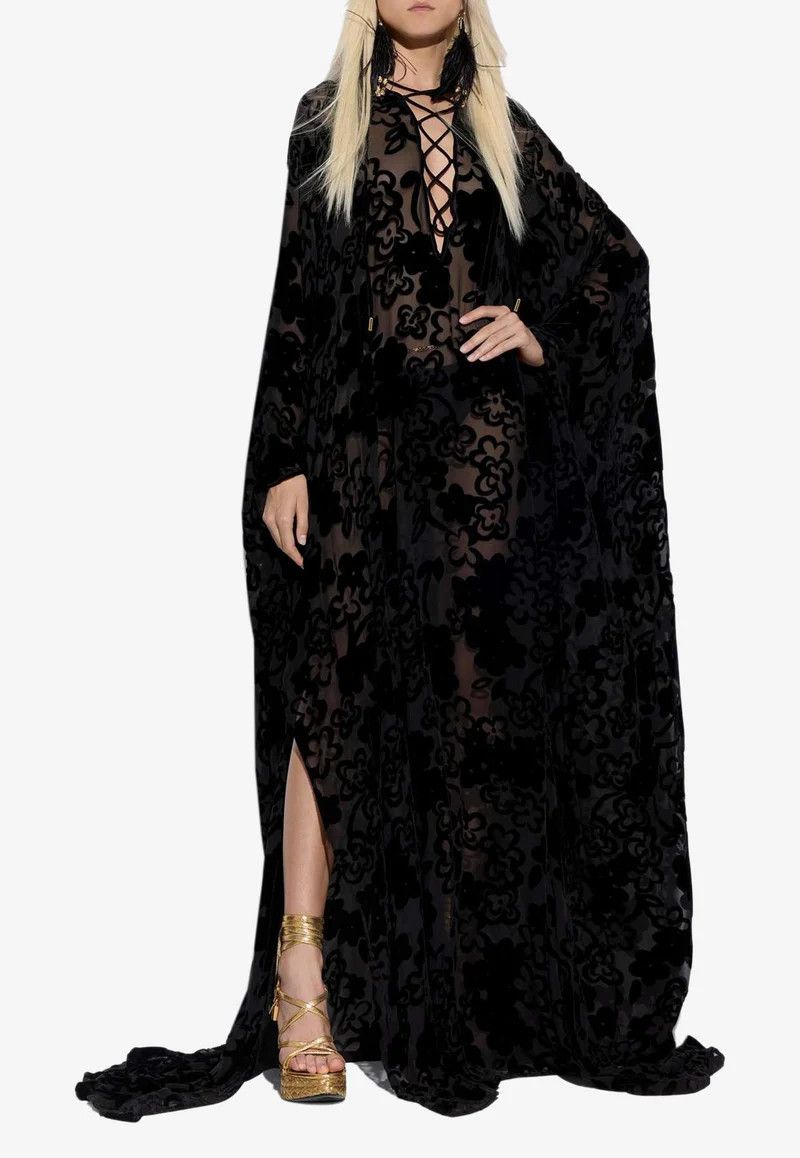 Tom Ford o1w1db10225 KF0028 Hooded Kaftan Dress in Black Size XL / US 12-14 / IT 48-50 - 2 Thumbnail