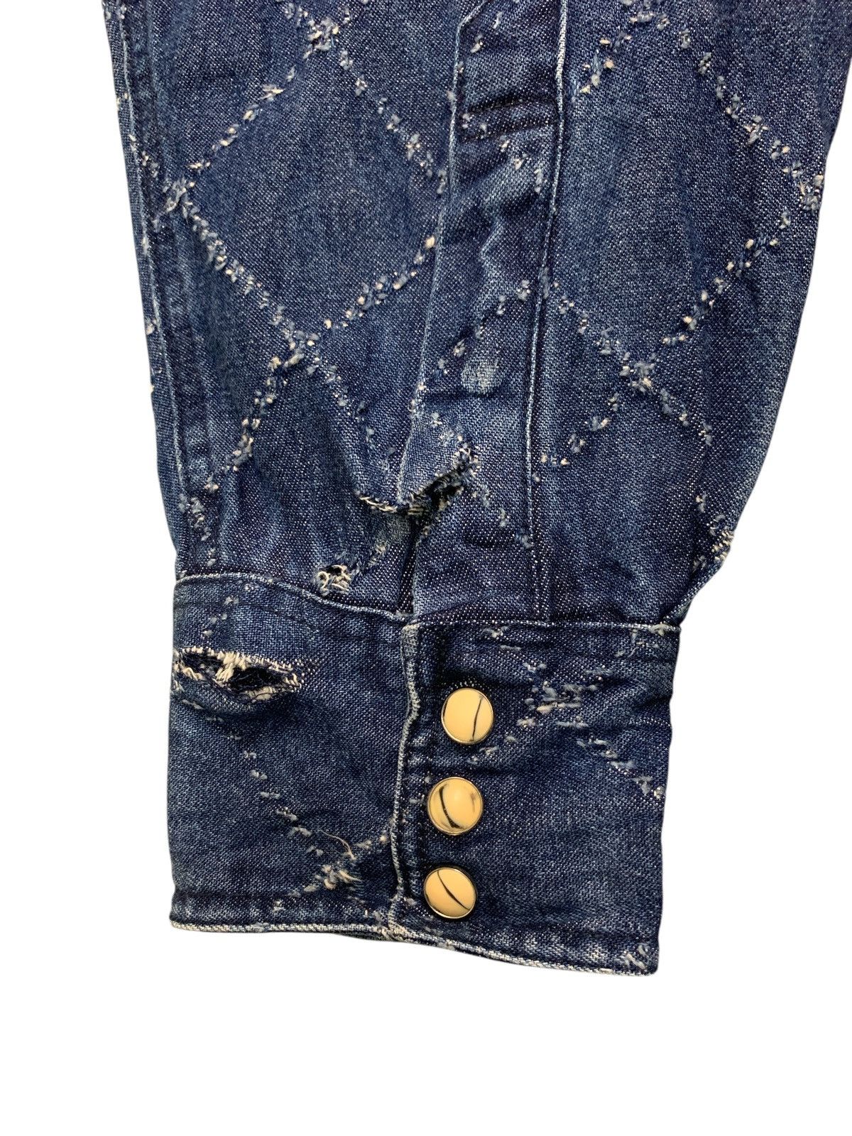 Japanese Brand Rare Design Under Level Soft Denim Western Shirts Size L / US 10 / IT 46 - 9 Thumbnail