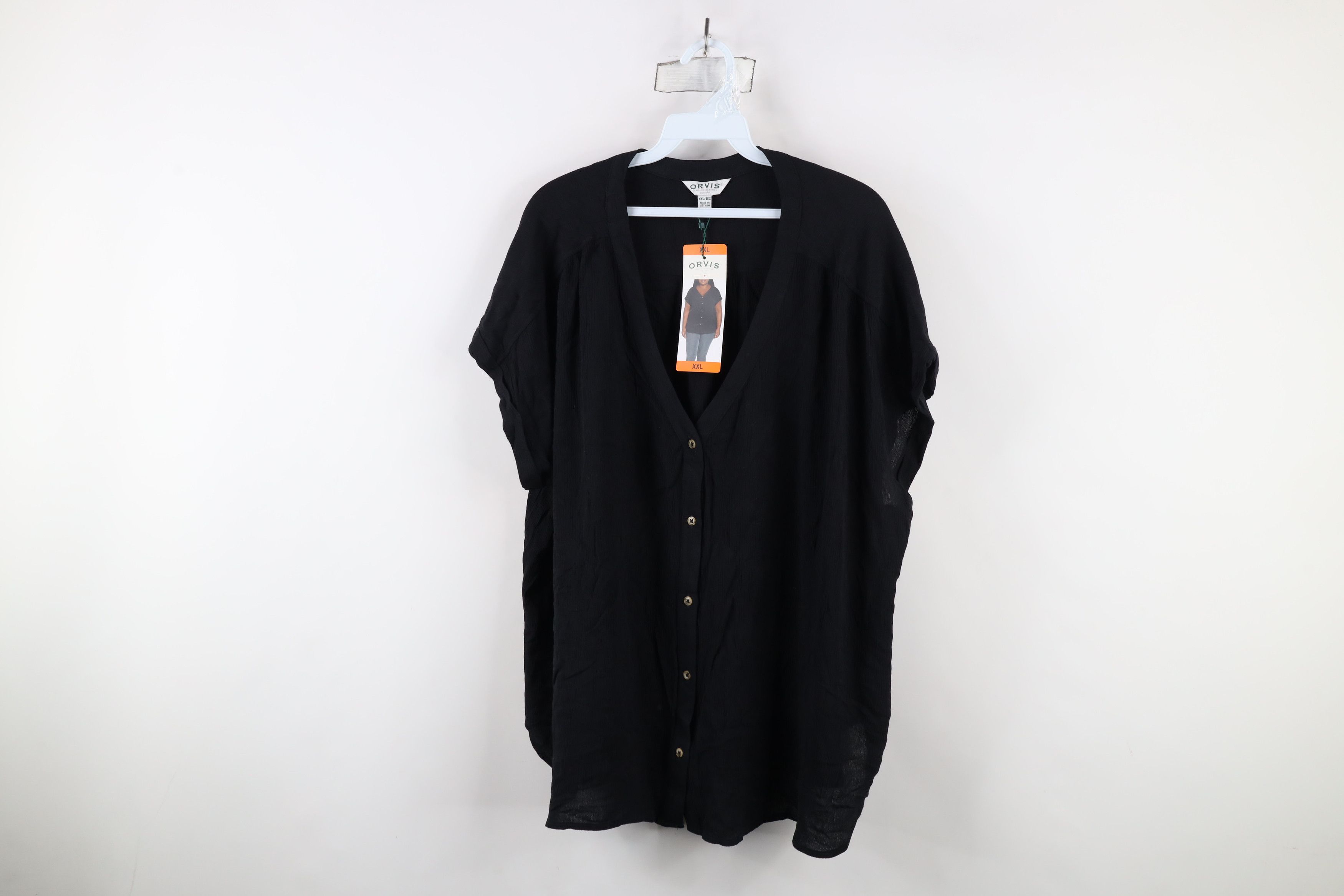 Orvis × Vintage New Orvis Blank Gauzy Rayon Button Shirt Blouse Top Black Size XXL / US 16-18 / IT 52-54 - 1 Thumbnail