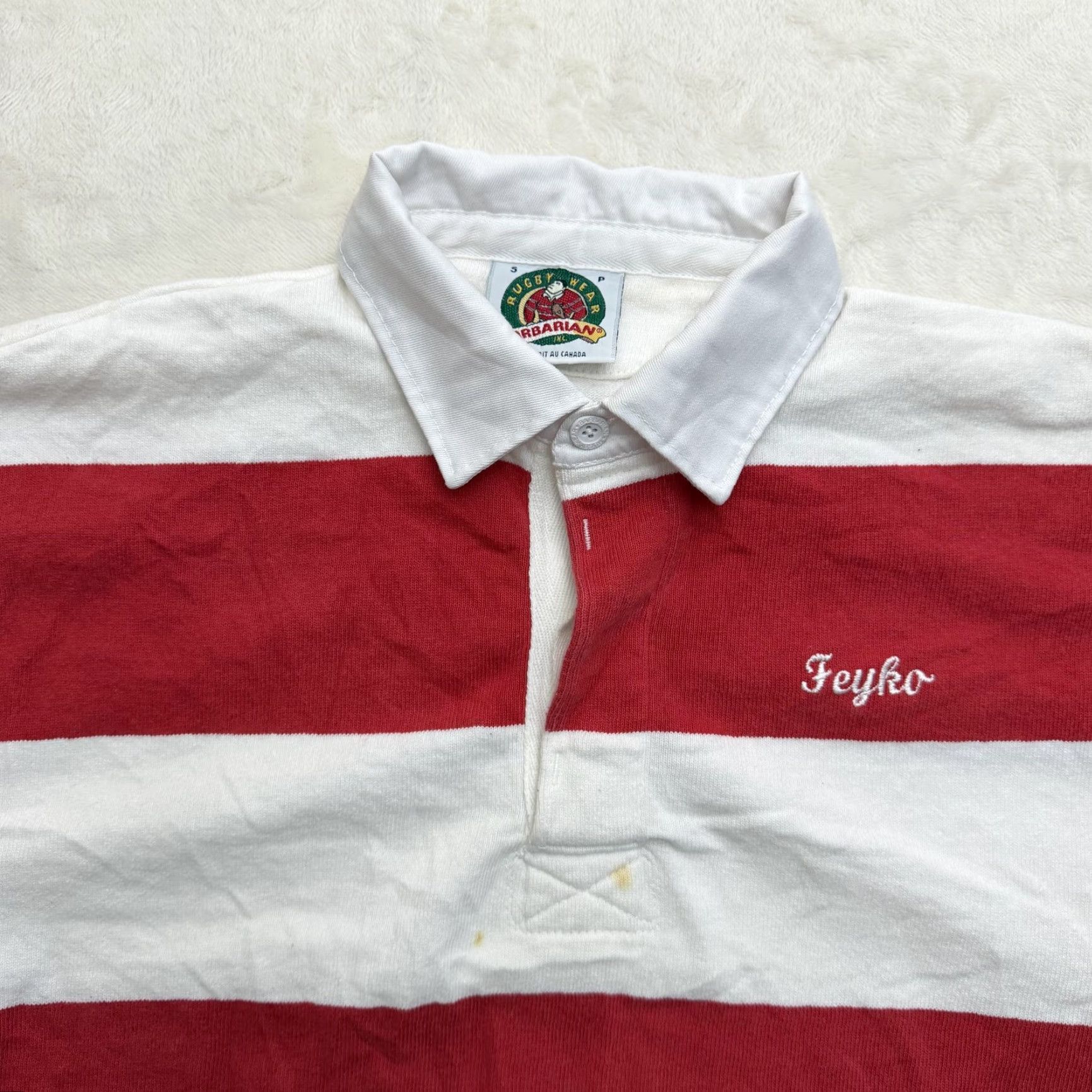 Barbarian Barbarian Rugby Polo Shirt Mens Small Red White Stripe Long Sleeve Cotton Canada Size US S / EU 44-46 / 1 - 2 Thumbnail