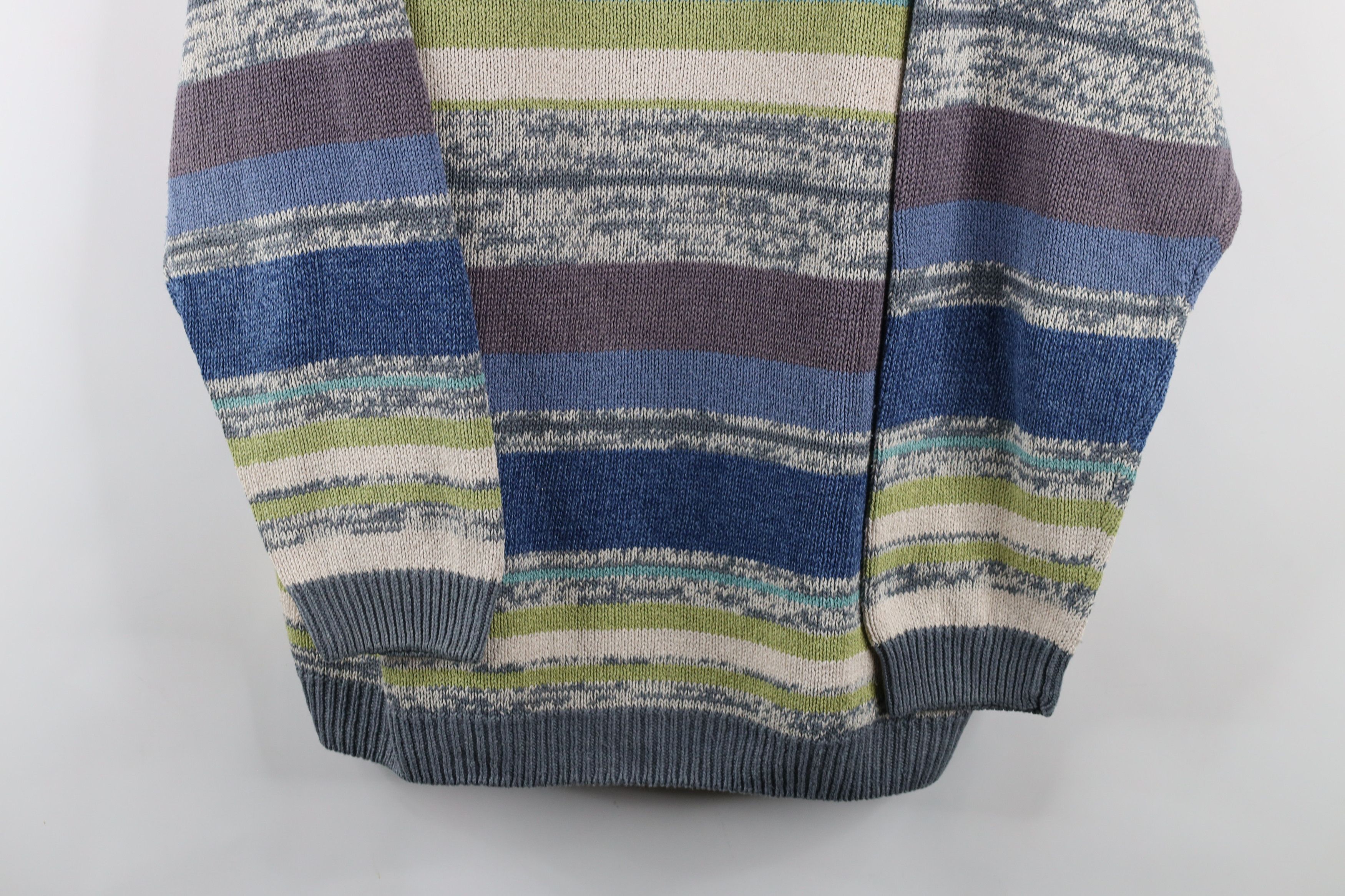 Vintage Vintage 90s Streetwear Striped Silk Linen Blend Knit Sweater Size L / US 10 / IT 46 - 3 Thumbnail