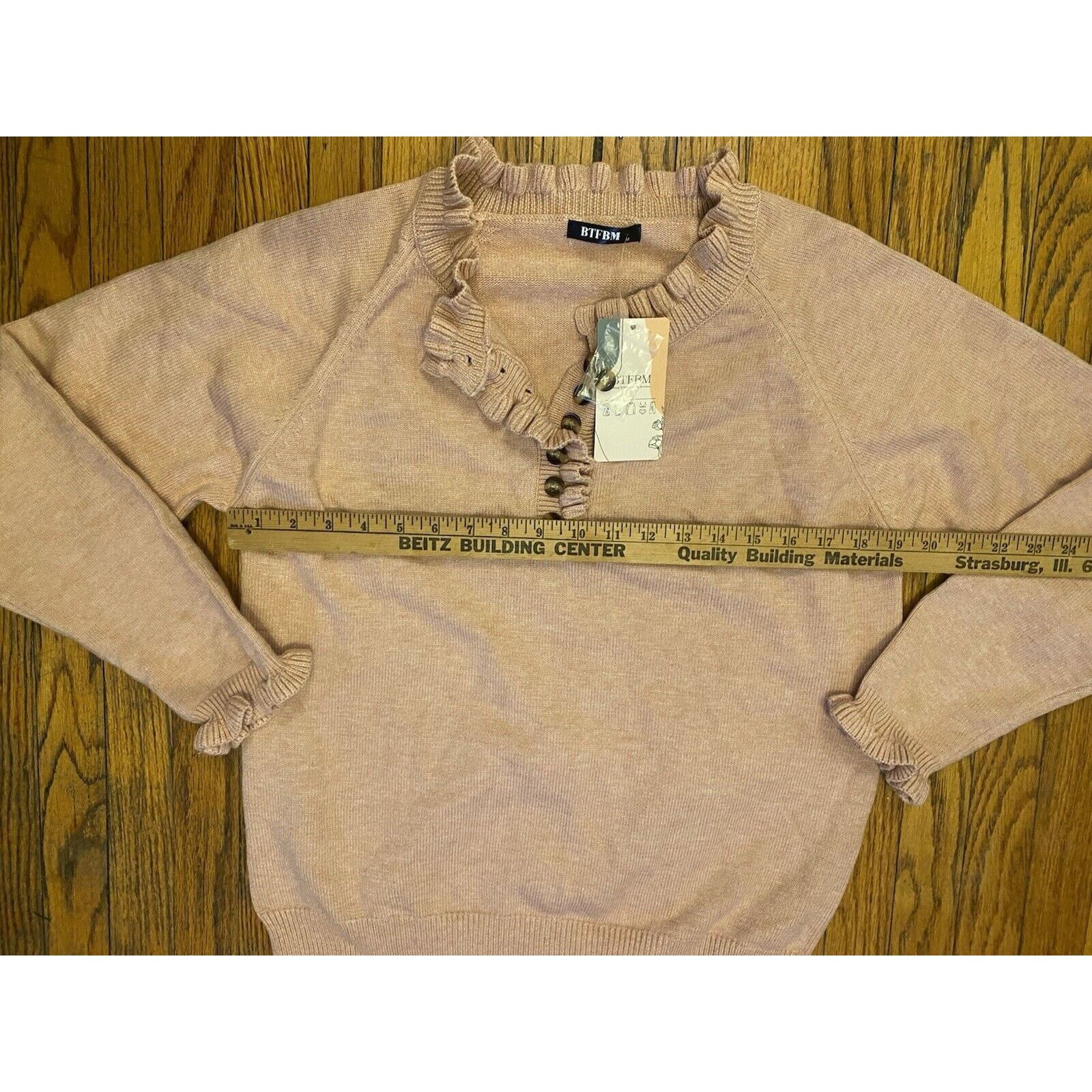 Other BTFBM Womens M Sweater Pullover Top Pink Knit Ruffle Soft Size M / US 6-8 / IT 42-44 - 7 Thumbnail