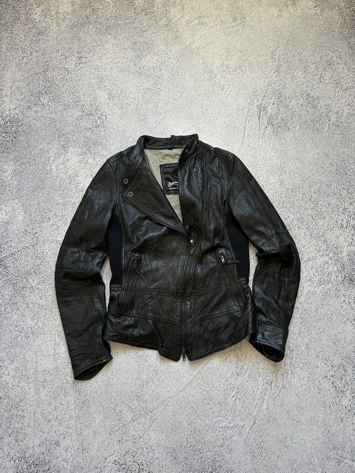 DENHAM Awant-garde Denham Leather Biker Jacket Rick Owens Style Y2K Size M / US 6-8 / IT 42-44 - 14 Thumbnail