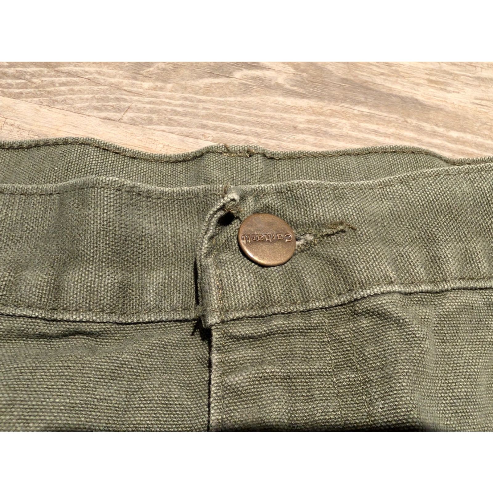 Carhartt VINTAGE Carhartt Pants Mens 42x30 Green Canvas Work Carpenter Relaxed 5-Pocket Denim/Dungaree Wide-Leg Logo Belt Loops 90s USA Grunge Vintage Mens Size US 42 / EU 58 - 6 Thumbnail