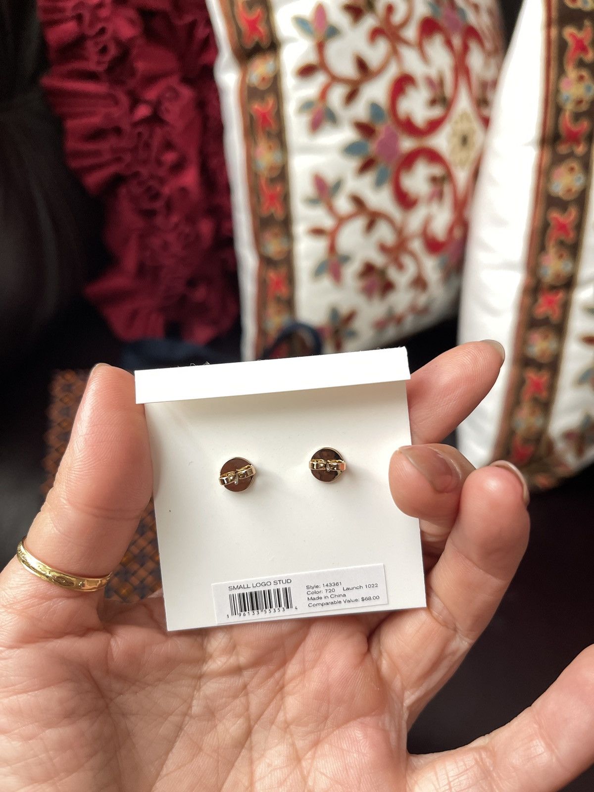 Tory Burch Tory Burch Women's Small Logo Stud Earrings (Tory Gold) With Size ONE SIZE - 6 Thumbnail