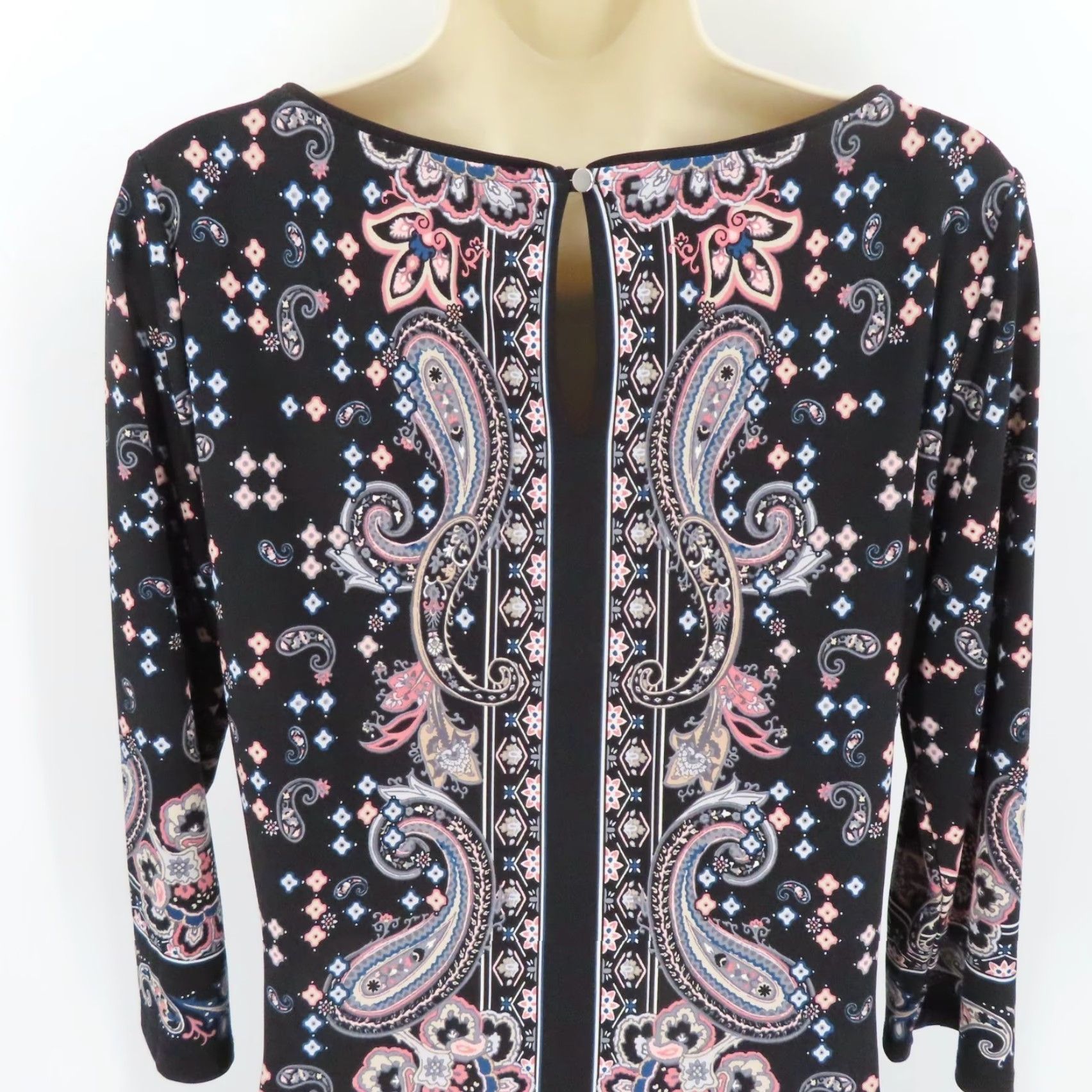 White House Black Market White House Black Market Women Small Black Pink Blue Paisley Scroll Sheath Dress Size S / US 4 / IT 40 - 6 Thumbnail