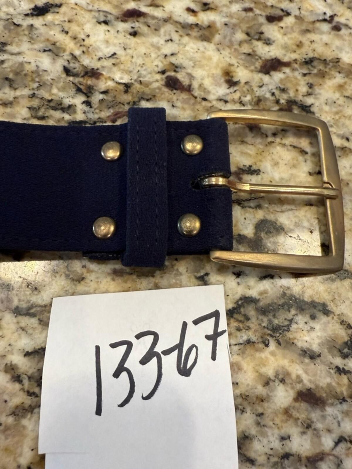 Other Blue faux suede leather belt with light gold buckle SZ 8 Size ONE SIZE - 9 Thumbnail