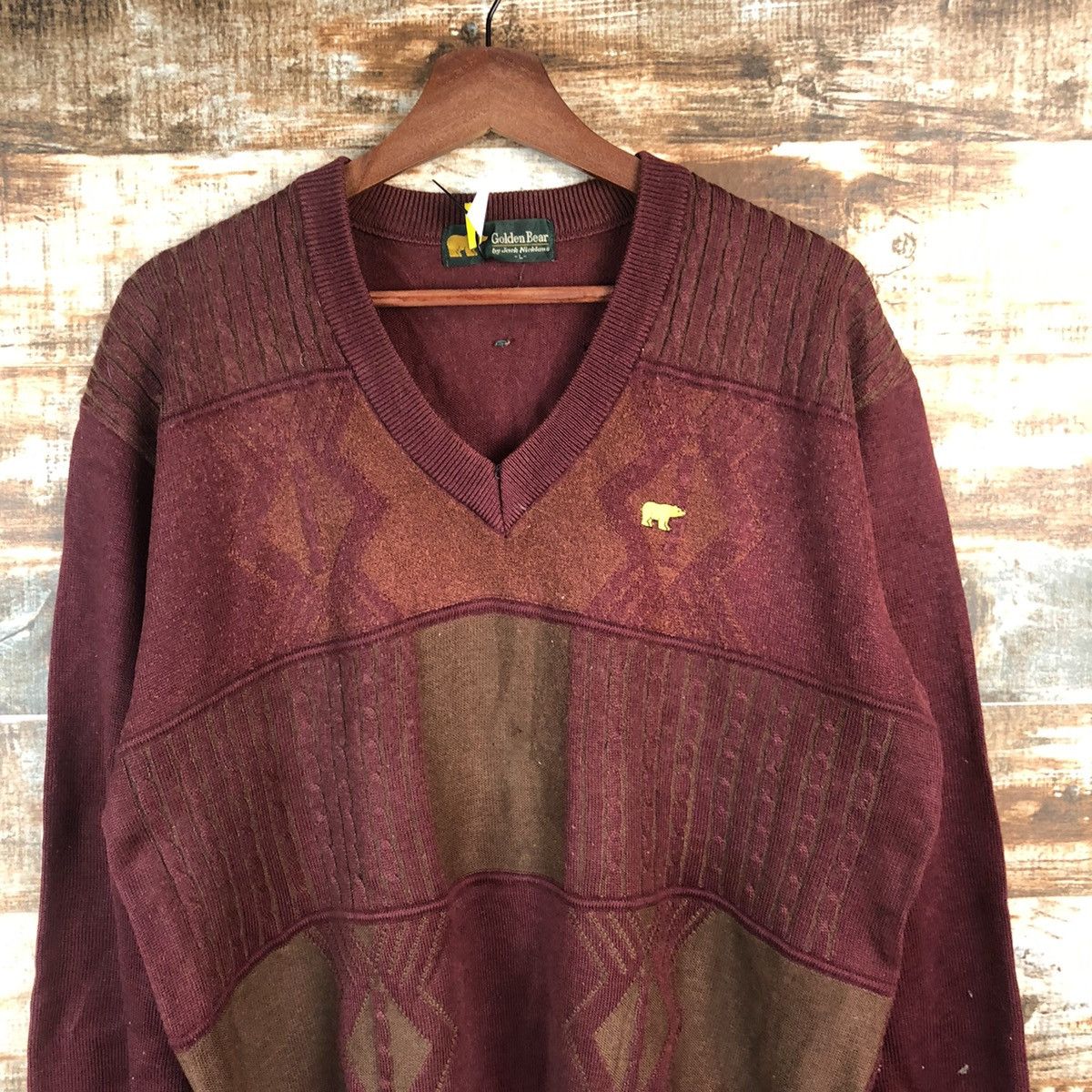 Homespun Knitwear × Japanese Brand DL Golden Bear Maroon Knitwear #C502 Size US L / EU 52-54 / 3 - 5 Thumbnail