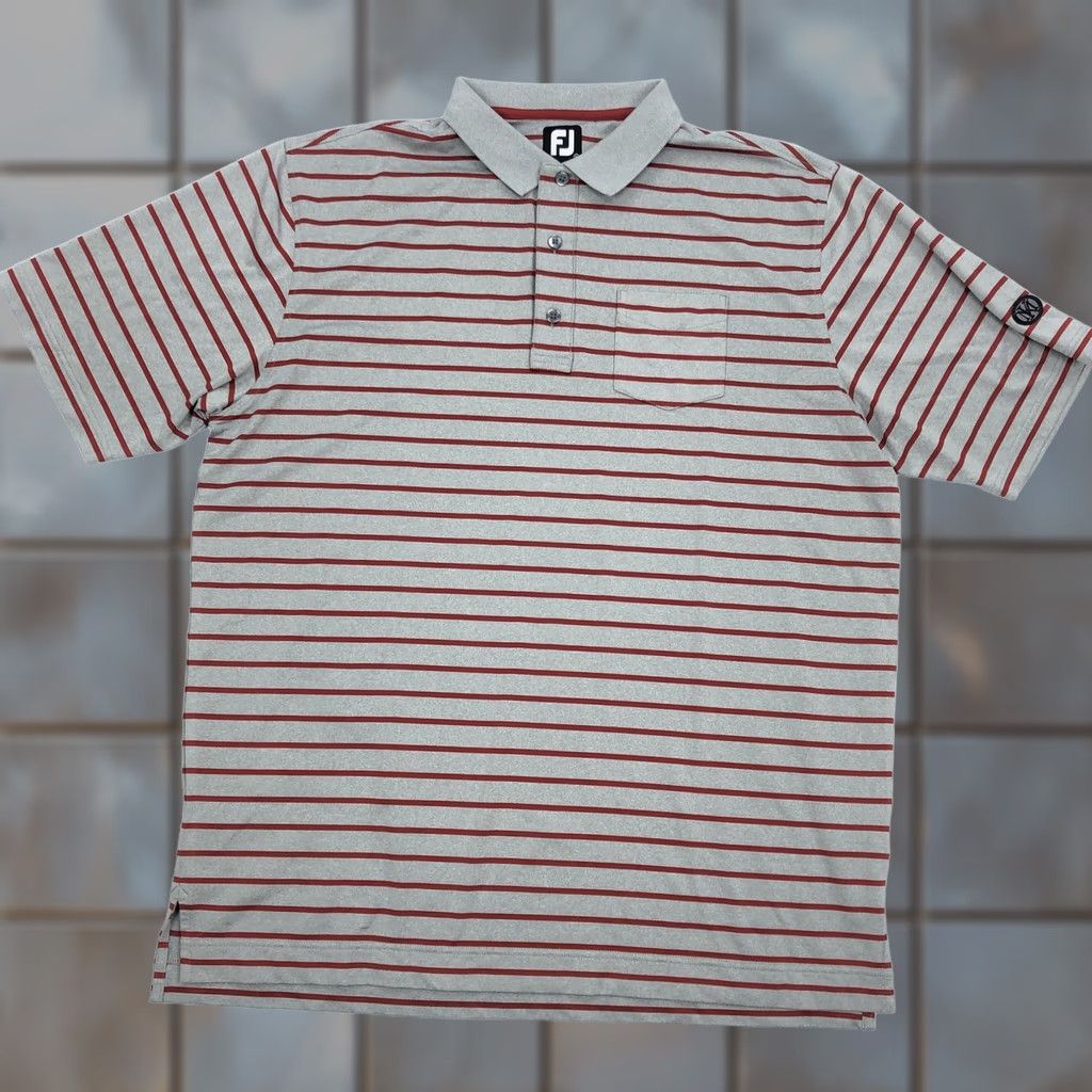 Footjoy FootJoy FJ Polo Shirt Gray Red Stripe Short Sleeve Men's XL Golf Polo Shirt Size US XL / EU 56 / 4 - 1 Thumbnail