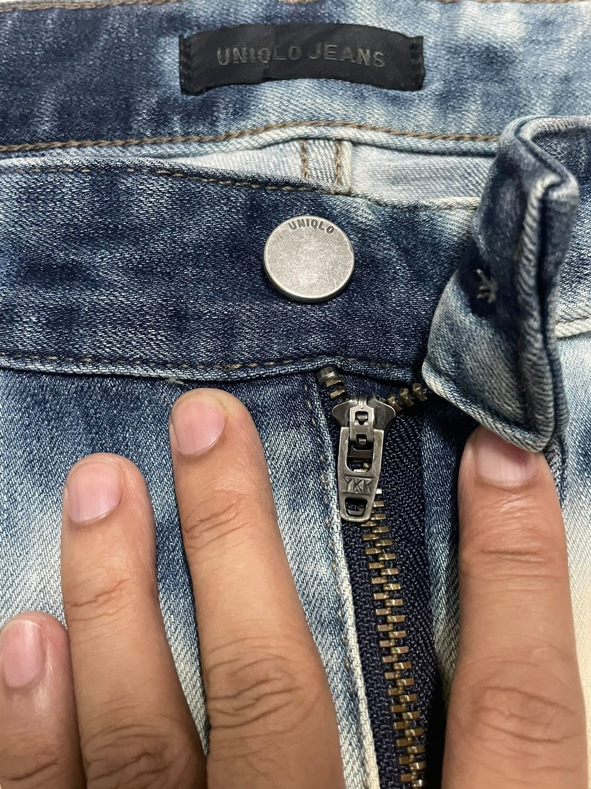 Undercover × Uniqlo Uniqlo Crazy Bleached Acid Wash Tapered Stretch Denim Jeans Size US 33 - 9 Thumbnail