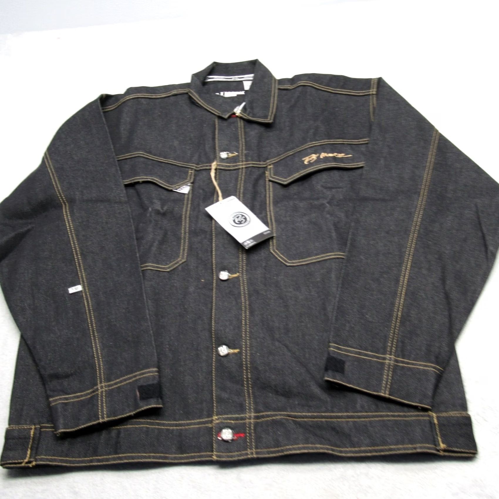 Denime PJ Mark Denim Jacket Men XL Black Trucker Button Up Raw Dead Stock NEW Size US XL / EU 56 / 4 - 2 Thumbnail