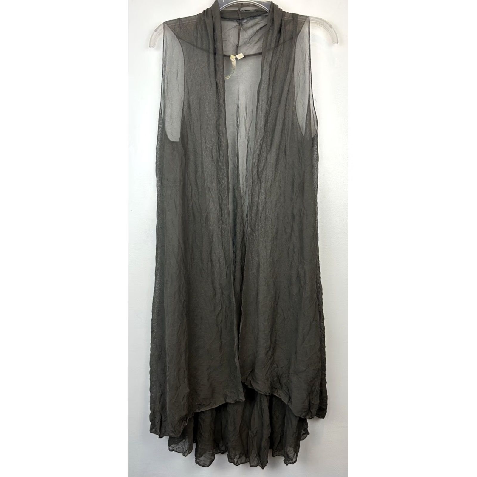 Vintage Comfy USA Jacket Women S Gray Solid Sheer Open Duster Cardigan Topper asymmetrical Mid-Length Size S / US 4 / IT 40 - 2 Thumbnail