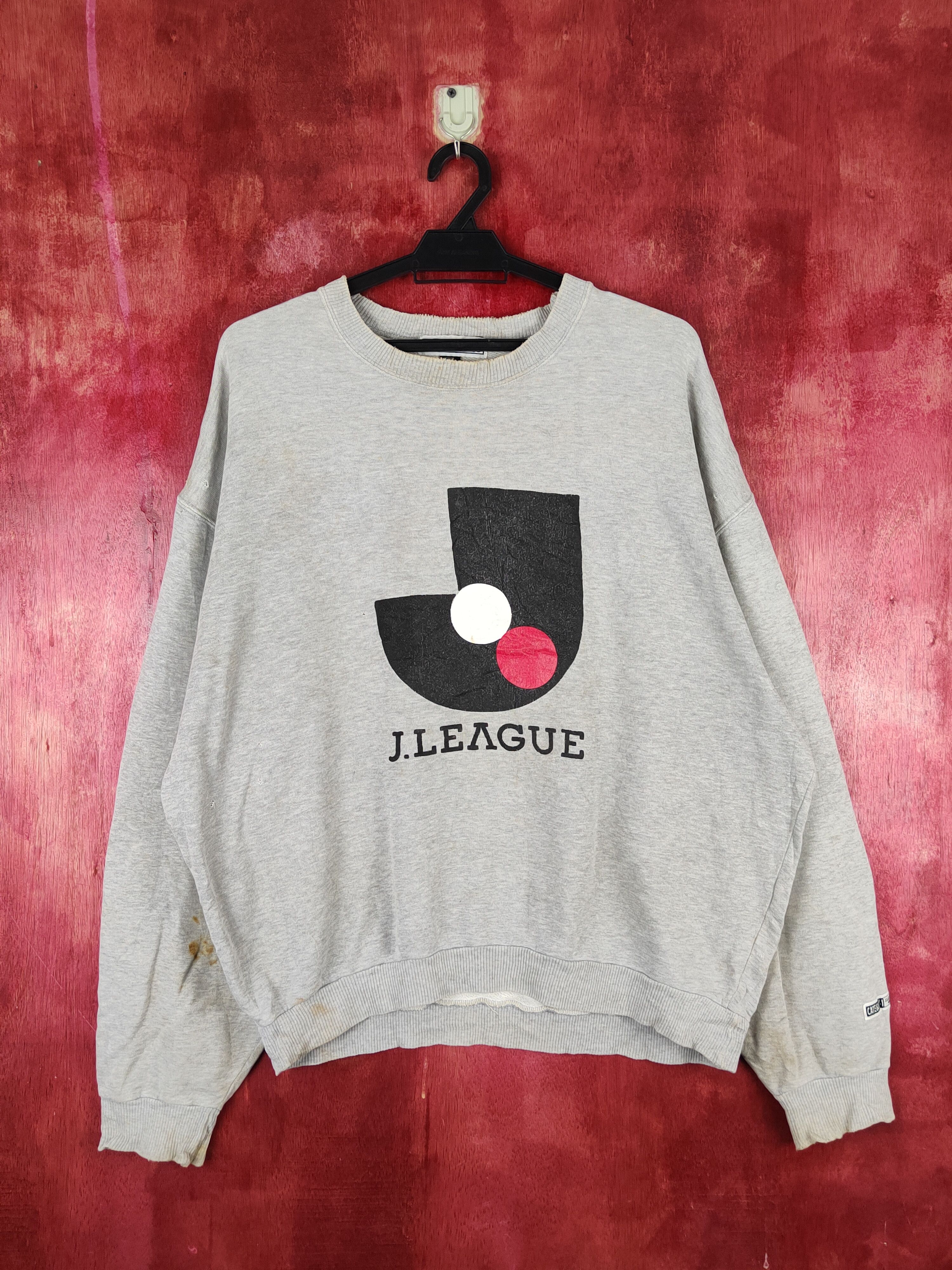 J.League official vintage distress ripped Sweatshirt #S1358