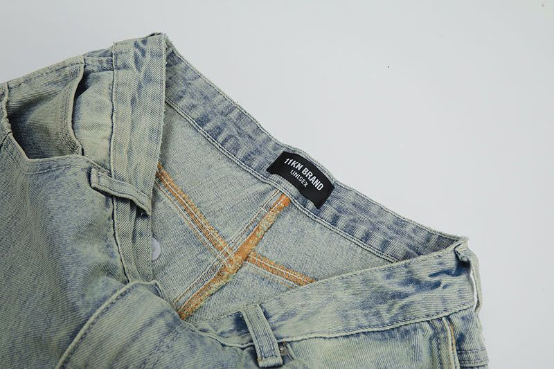 Vintage American men's loose wide-leg straight patchwork jeans Size US 32 / EU 48 - 4 Thumbnail
