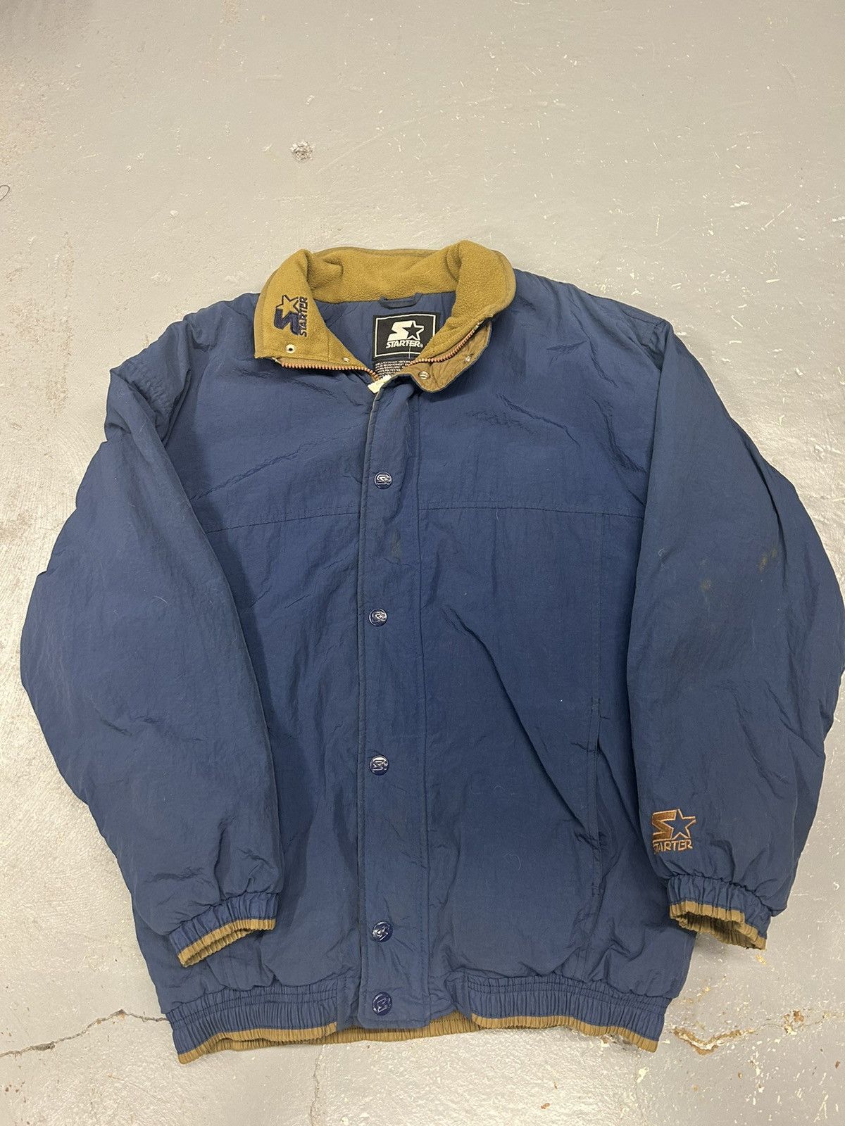 Starter × Vintage Crazy Vintage 90s Navy Starter Puffer Jacket Zip Up Logo Size US M / EU 48-50 / 2 - 1 Thumbnail