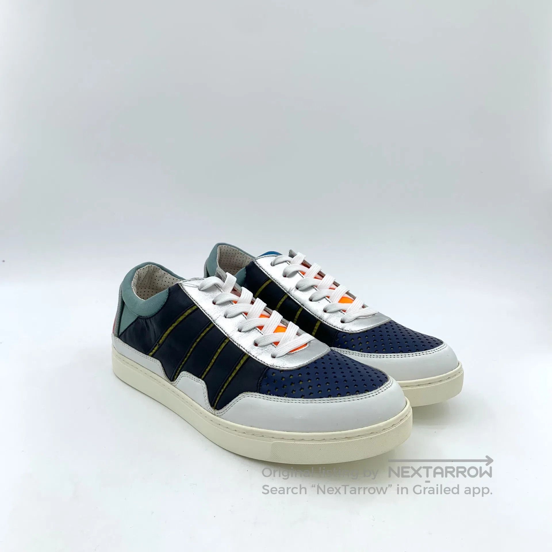 Dolce & Gabbana Dolce Gabbana Navy blue mesh leather lace-up casual flat s Size US 9.5 / EU 42-43 - 2 Thumbnail