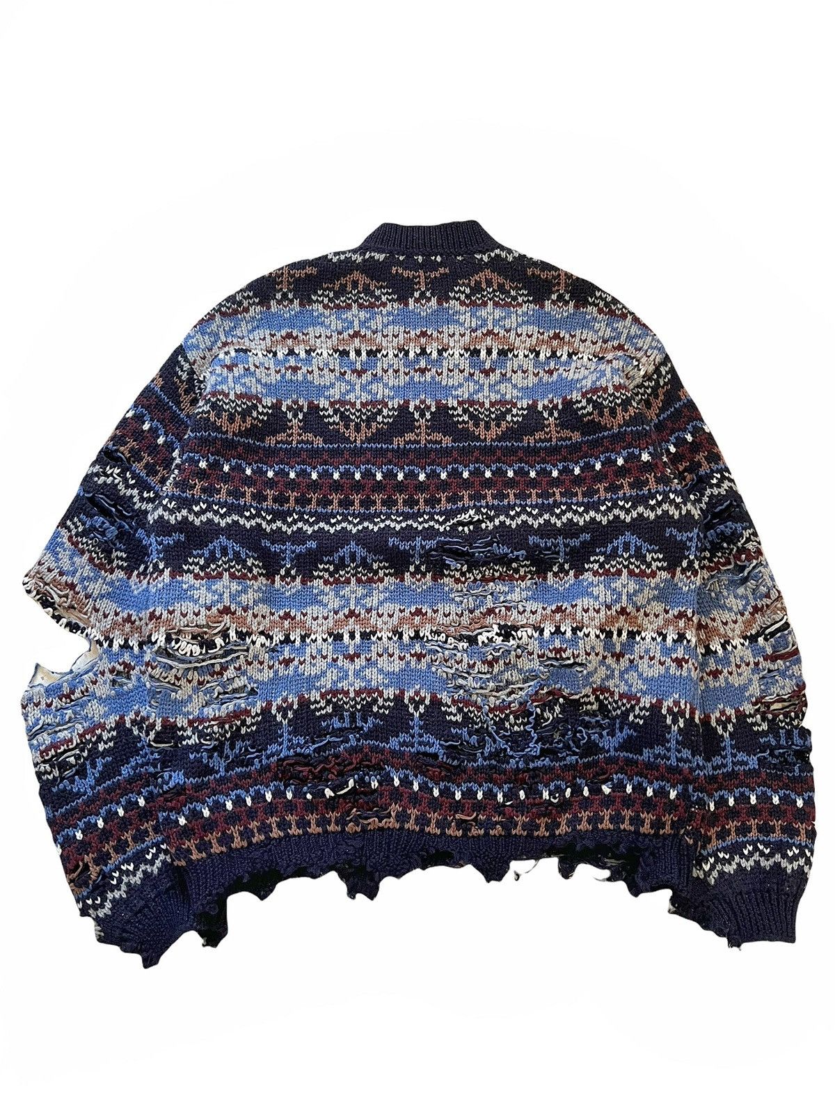 Balenciaga Afterworld Fair Isle Destroyed Knit Sweater Size US XS / EU 42 / 0 - 4 Thumbnail