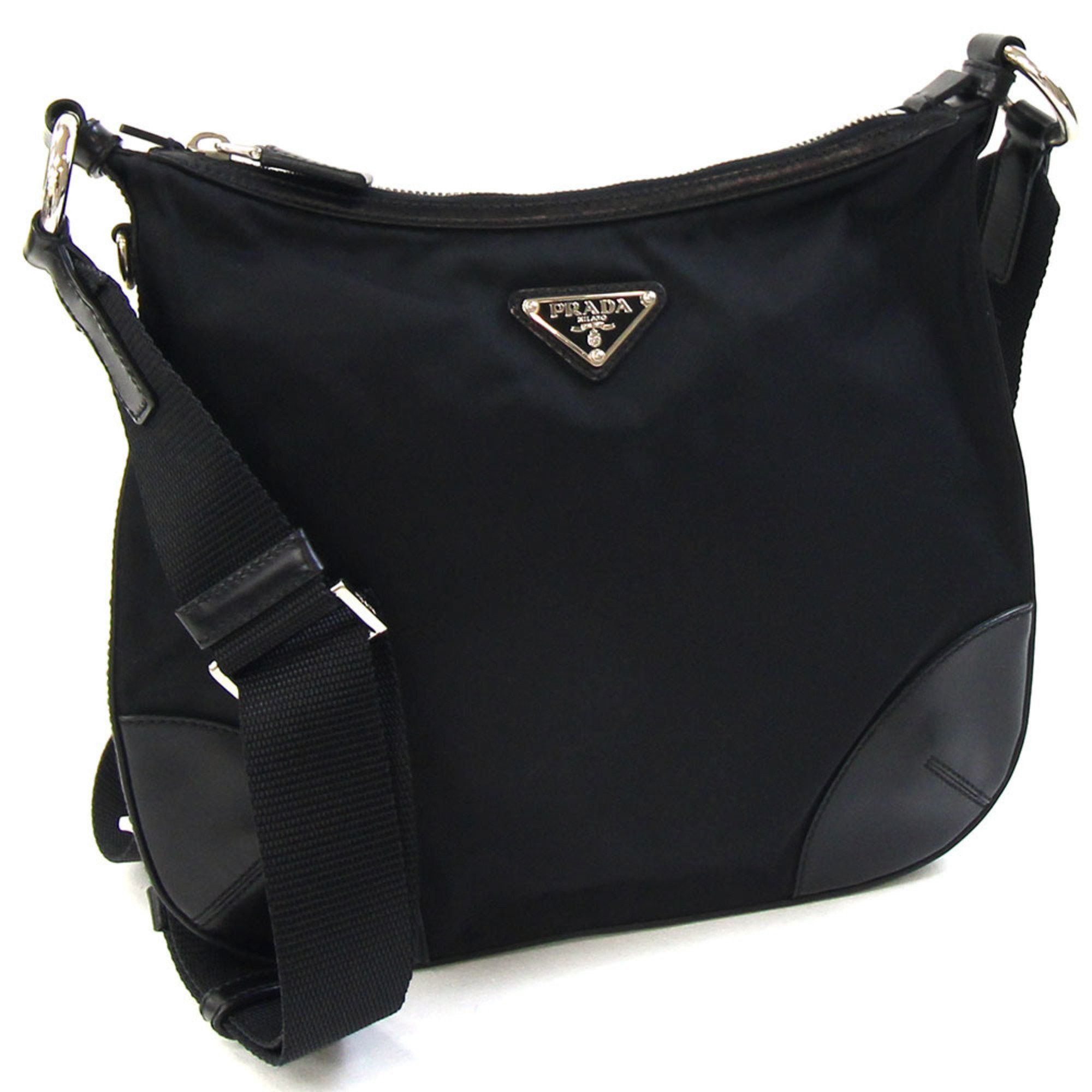 Prada Shoulder Bag Bt0541 Black Nylon Leather Crossbody Women's Prada