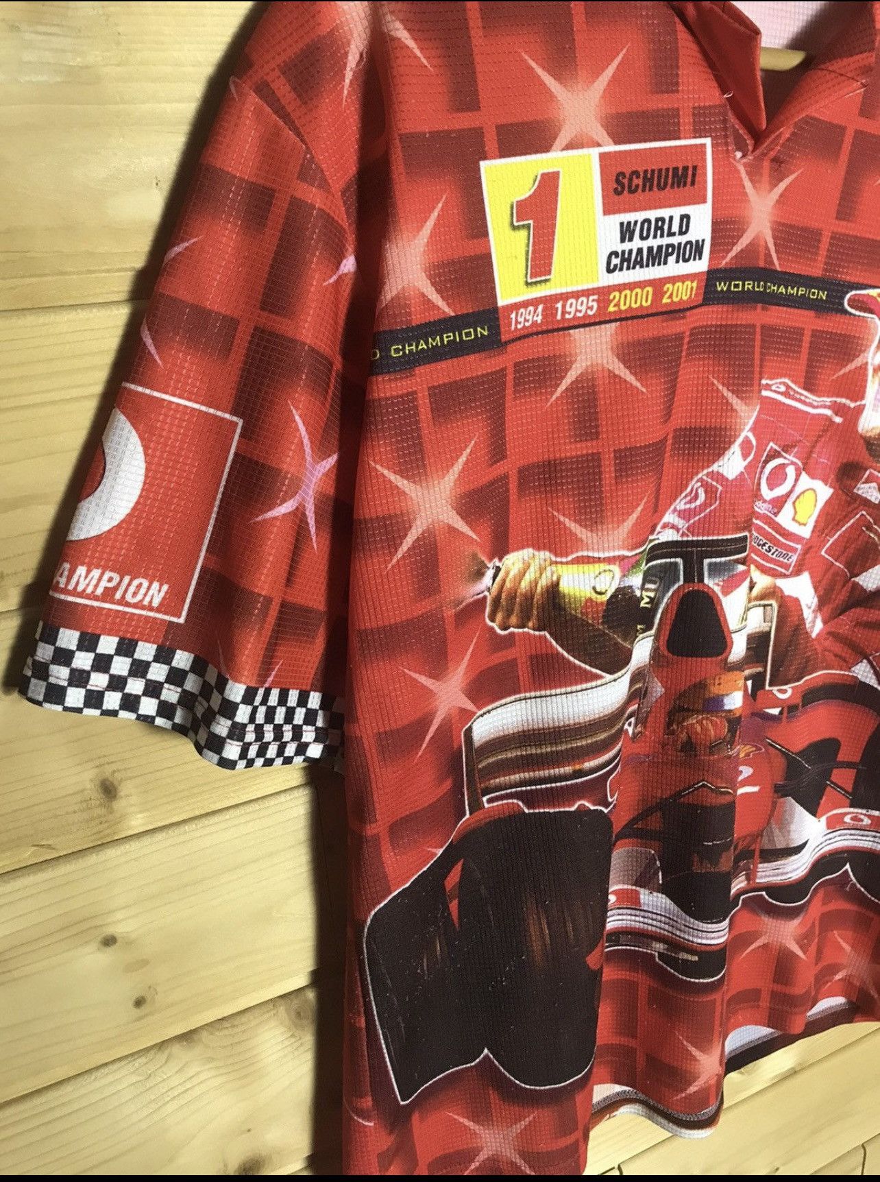 Formula 1 Rare Vintage Ferrari Schumacher Schumi over print t shirt Size US L / EU 52-54 / 3 - 4 Thumbnail