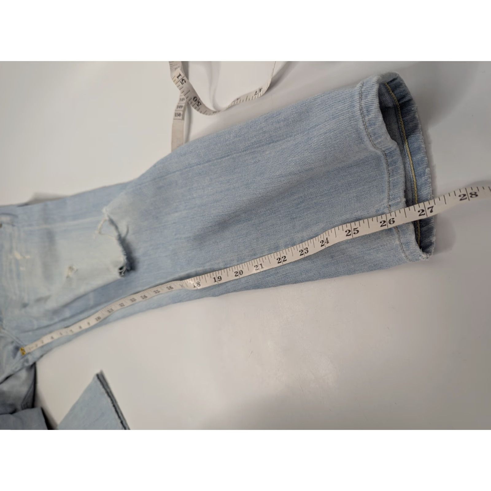 Agolde AGOLDE Jeans Women's Slim Distressed Boyfriend Isabel 26 Blue Cotton Machine Washable 015 A-Series Size 26" / US 2 / IT 38 - 7 Thumbnail