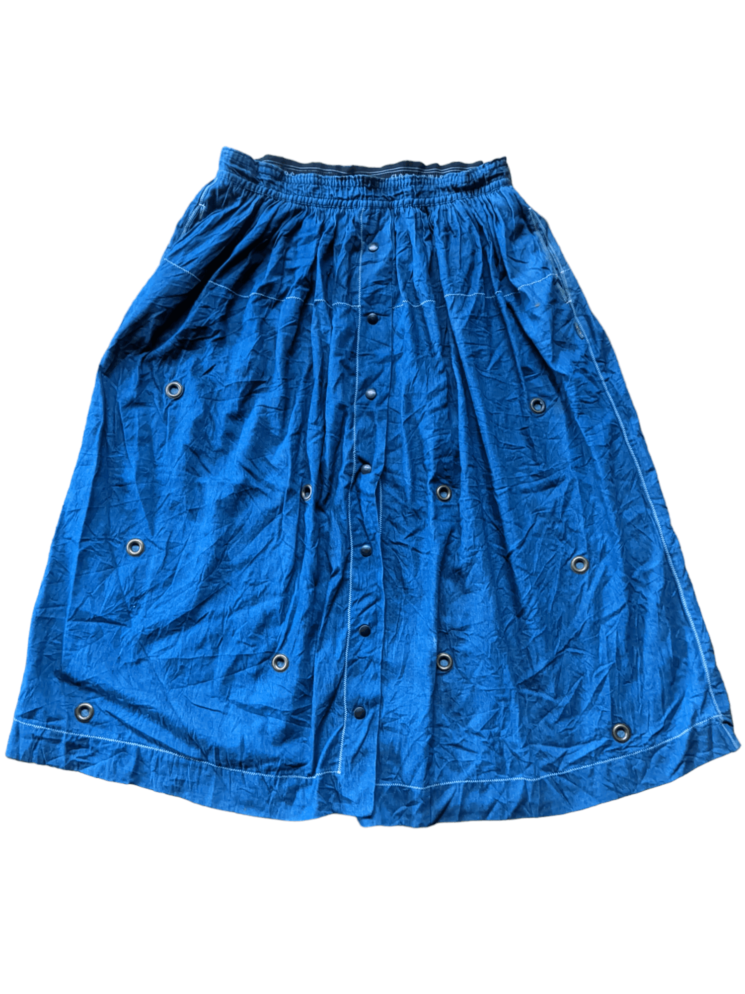 image of Archival Clothing x Made In USA Gene Ewing Bis Wrinkled Rish Denim Skirt in Blue, Women's (Size 36)
