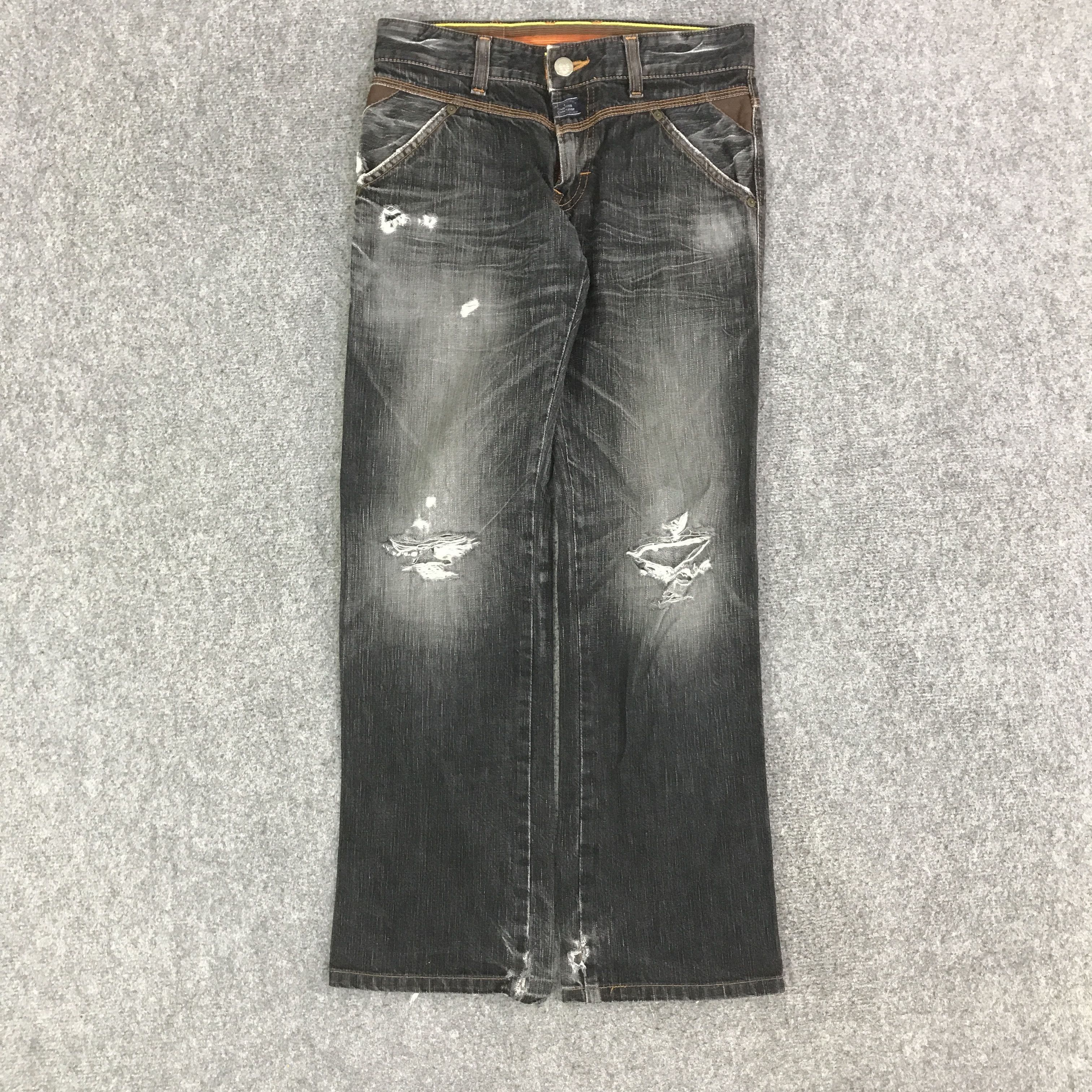 Edwin EDWIN BLACK FADED DENIM DISTRESSED JEANS PANTS K74B19 Size US 28 / EU 44 - 1 Thumbnail