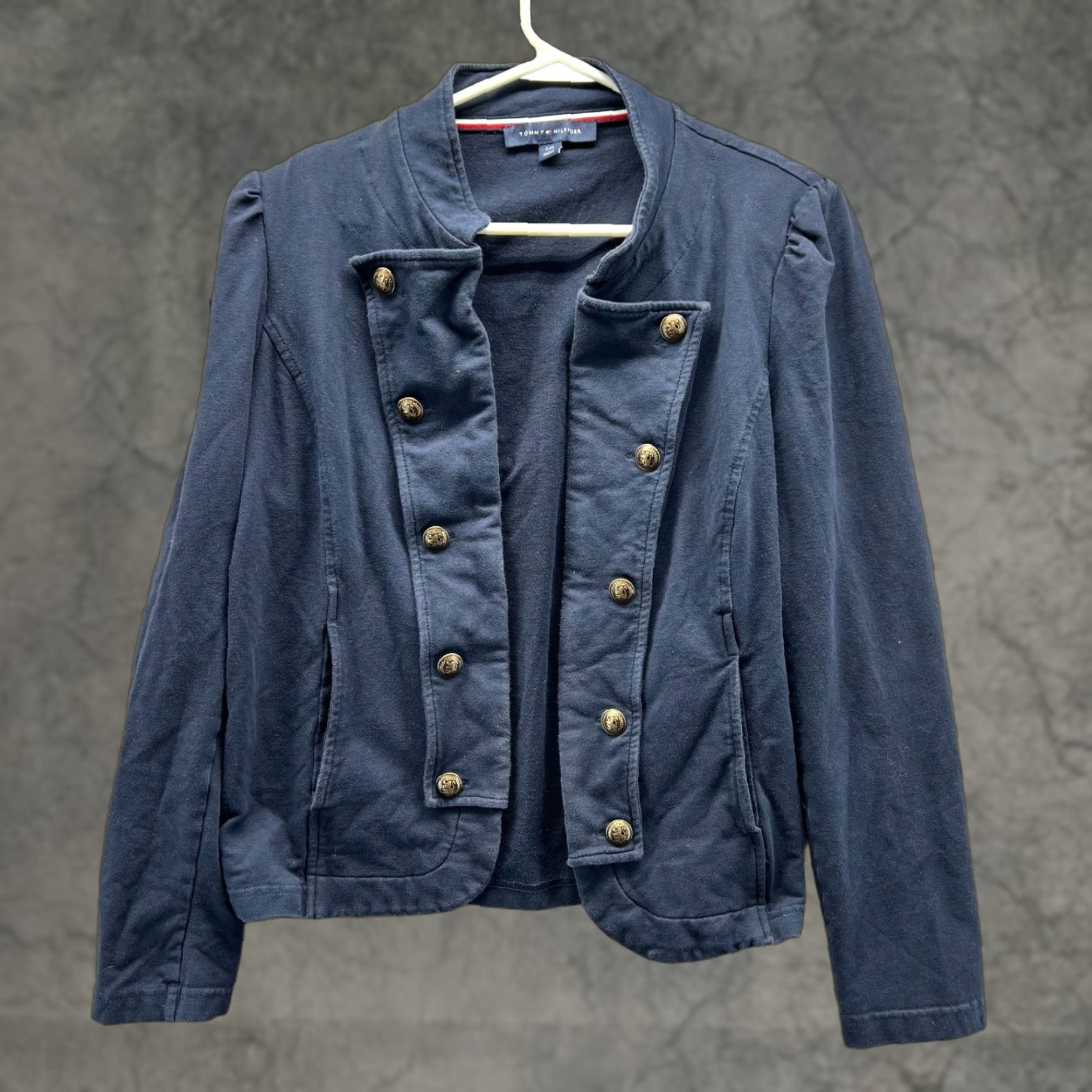 Tommy Hilfiger VINTAGE Tommy Hilfiger Jacket Womens Large Blue Gold Military Band Double Breasted Vtg Jacket Women L Blue Military Womens/Large/Blue Gold/Navy? Size L / US 10 / IT 46 - 1 Thumbnail