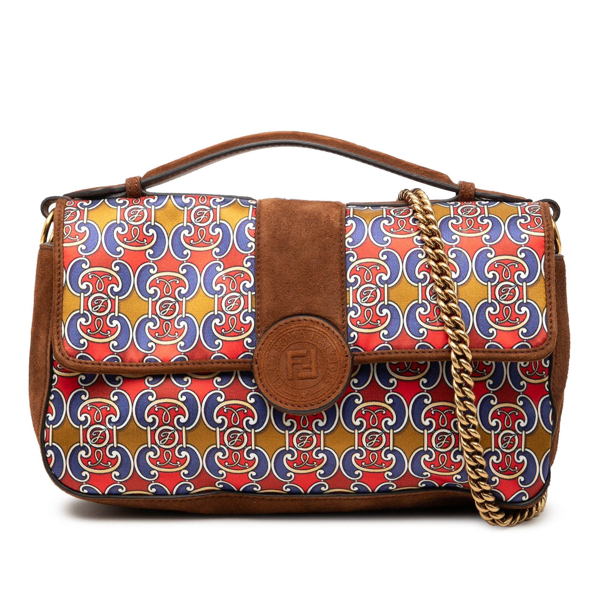 Fendi Printed Satin and Suede Double F Baguette Satchel Size ONE SIZE - 1 Thumbnail