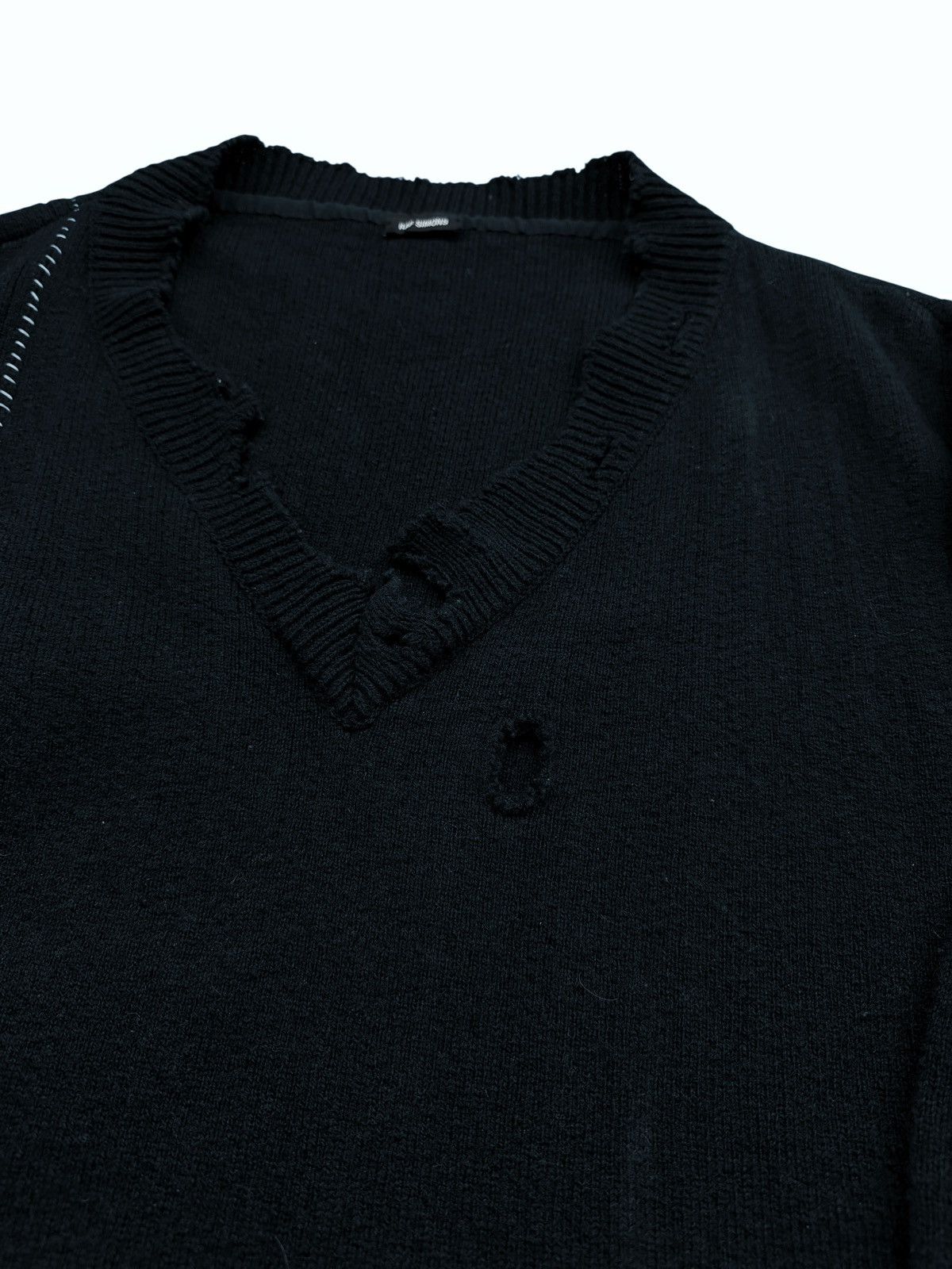 Raf Simons GRAIL 2016 Oversized Navy Varsity Distressed Sweater Size US XXL / EU 58 / 5 - 9 Thumbnail
