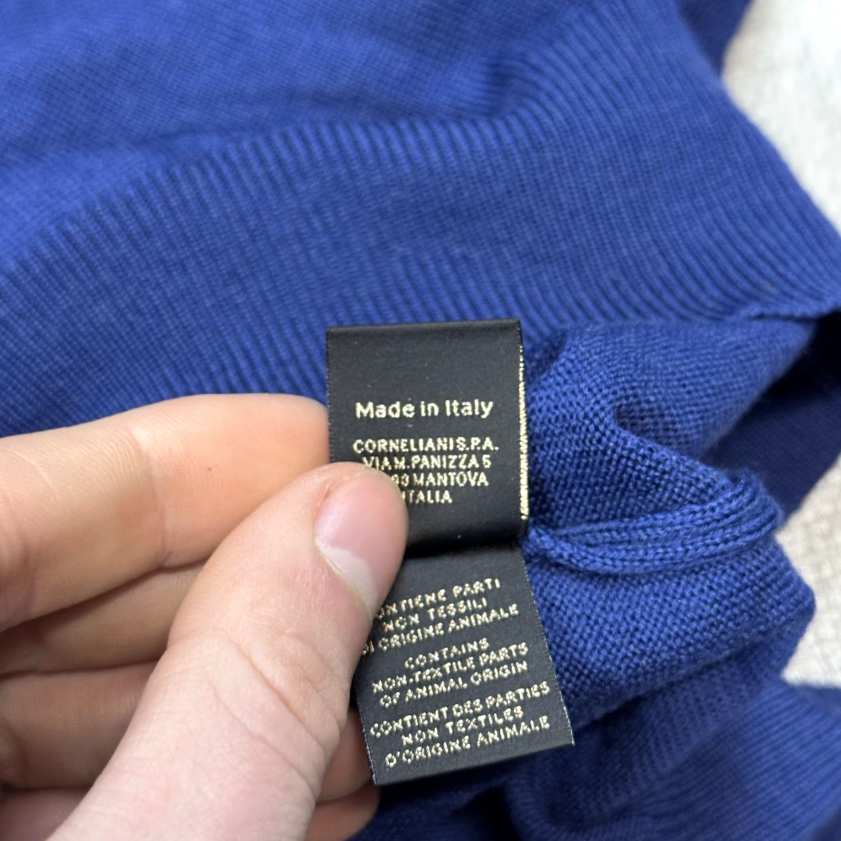 Corneliani CORNELIANI Men's Blue Wool Sweater EU 54 US 44 L Collared Fine Knit Luxury Size US XXL / EU 58 / 5 - 7 Thumbnail