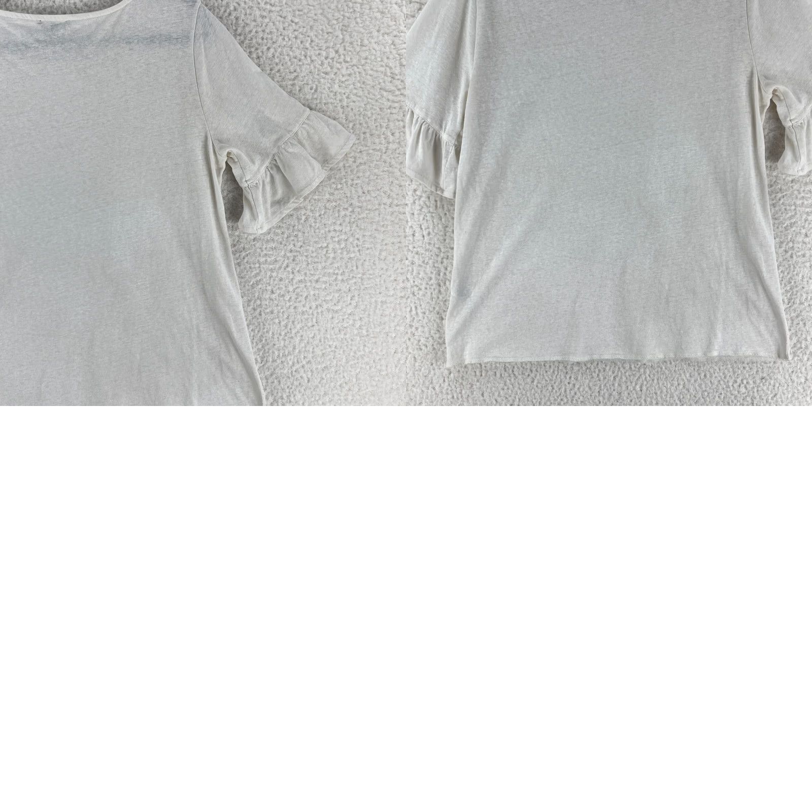 J.Crew J. Crew Mercantile Shirt Womens Large White Ruffle Sleeve Crew Neck Pullover Size L / US 10 / IT 46 - 9 Thumbnail