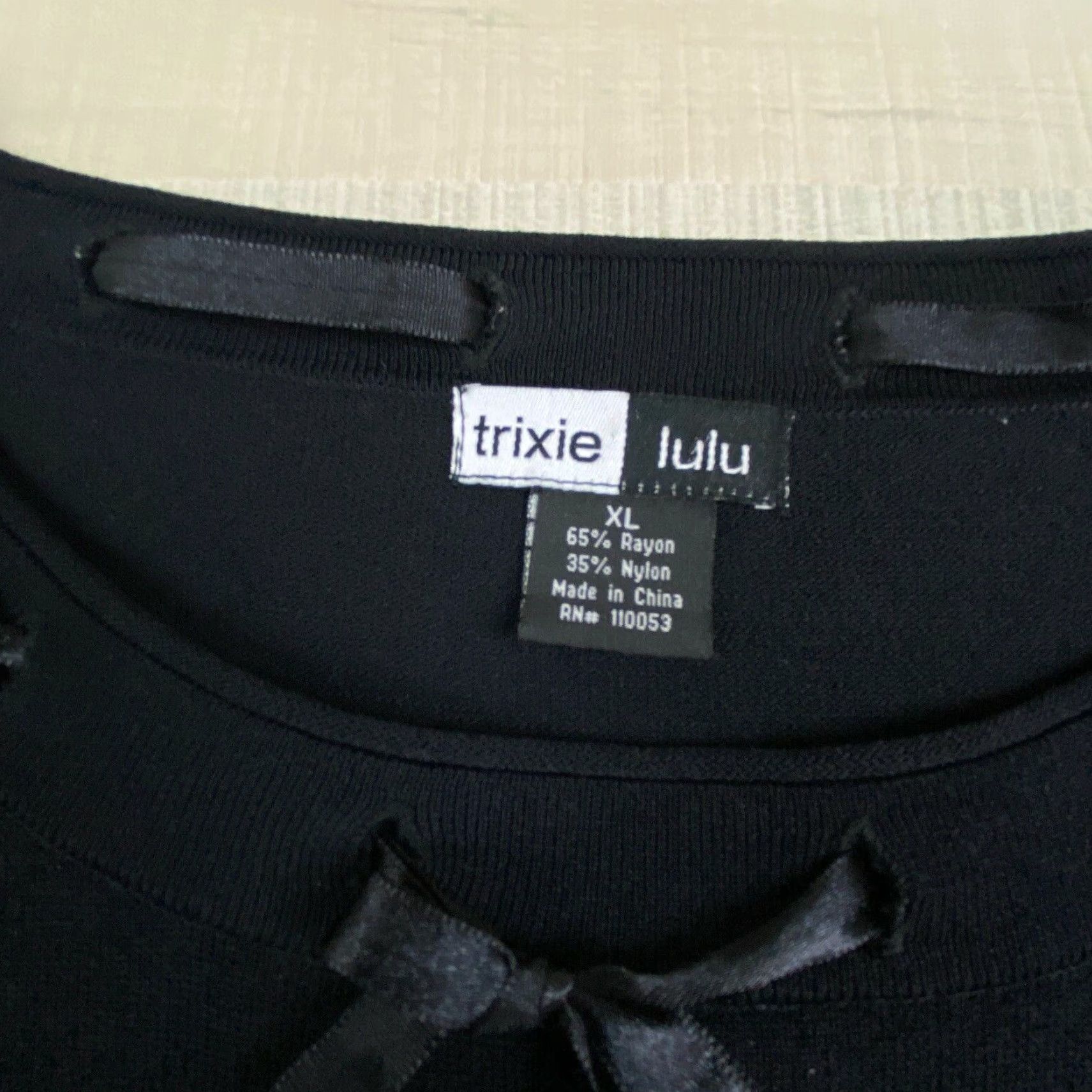 Vintage Trixie Lulu Womens Blouse XL Black 3/4 Sleeves Casual Ladies Size XL / US 12-14 / IT 48-50 - 3 Thumbnail